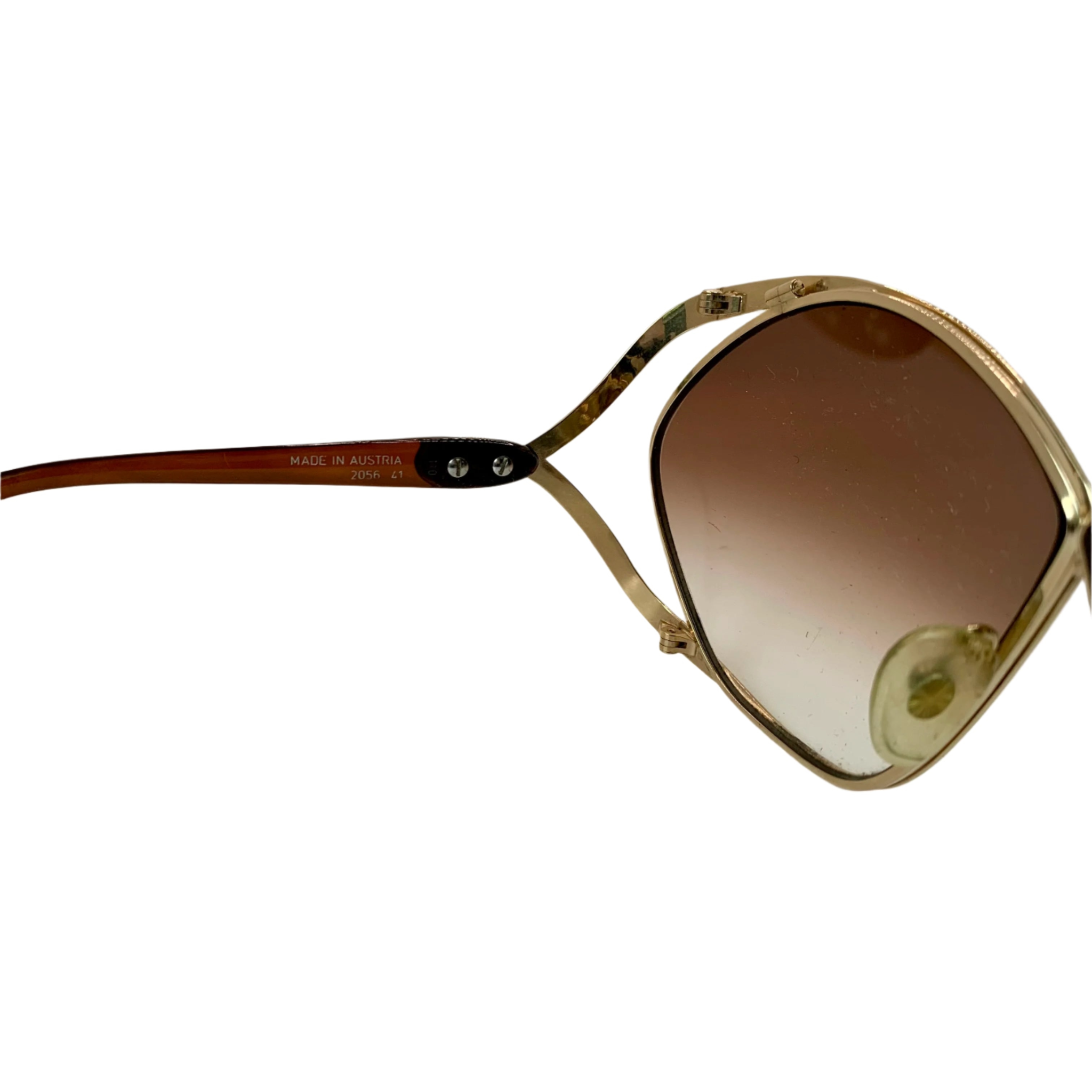 Original Vintage Christian Dior Square 2056 41 sunglasses for women, in superb condition, with gold frame and brown lens, made in Austria