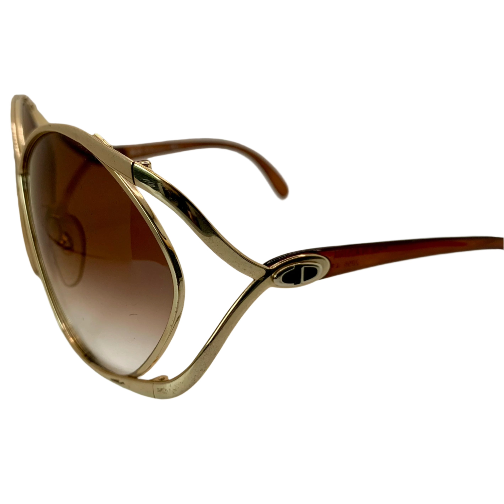 Vintage Christian Dior Square 2056 41 sunglasses for women, never before worn or sold, in superb condition, with gold frame and brown lens, made in Austria