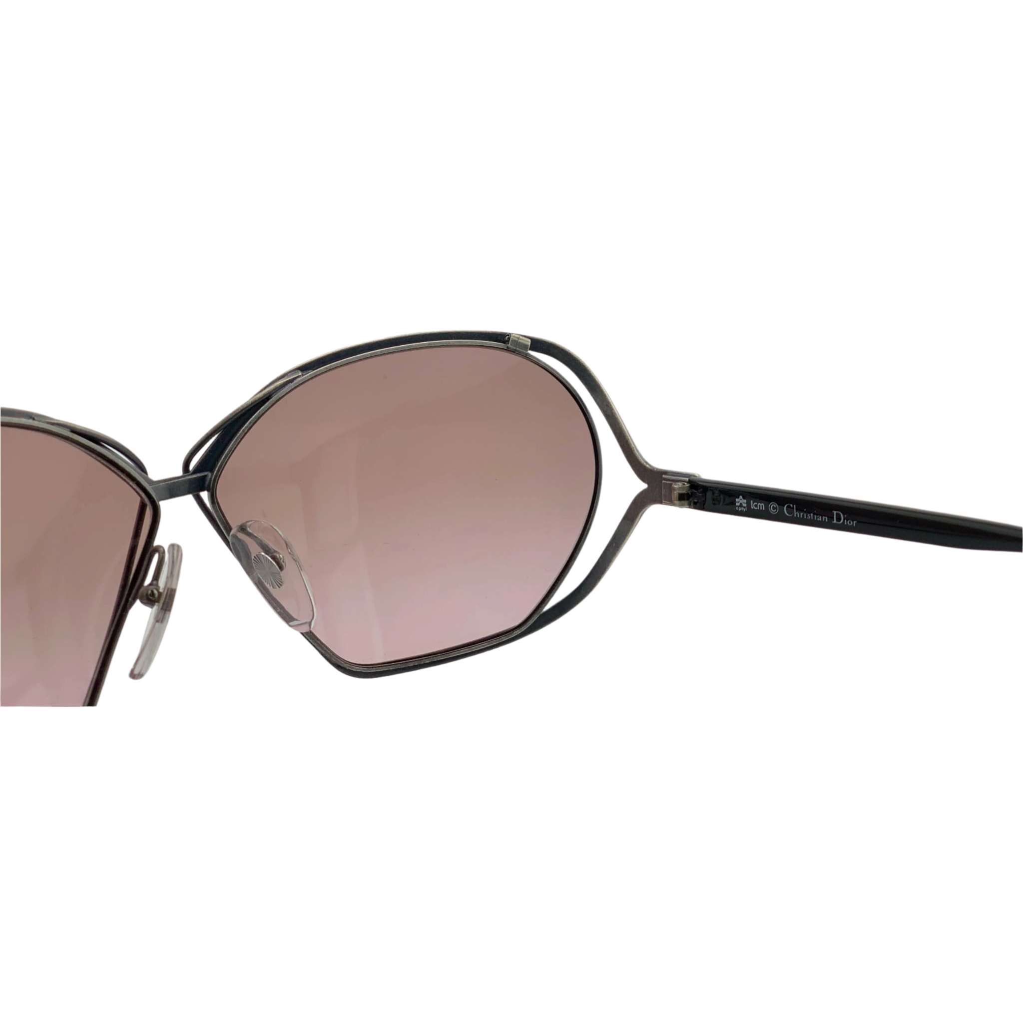 Authentic vintage Christian Dior Square 2499 70 sunglasses for women with rhodium/black frame and brown lens, made in Austria, in superb condition, never before worn or sold