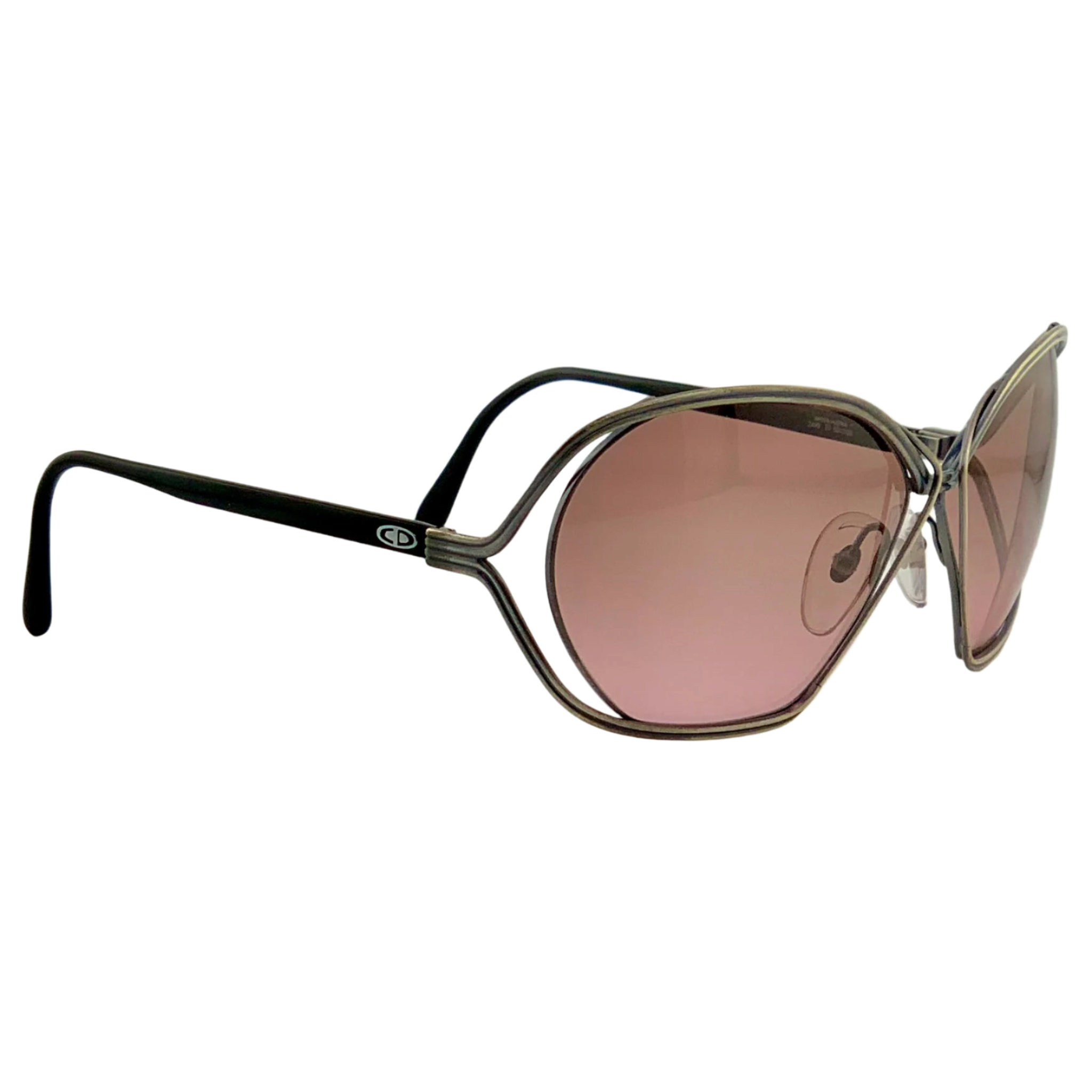 Christian Dior Square 2499 70 sunglasses with rhodium/black frame and brown lens, made in Austria, in superb condition, never before worn or sold, authentic and original
