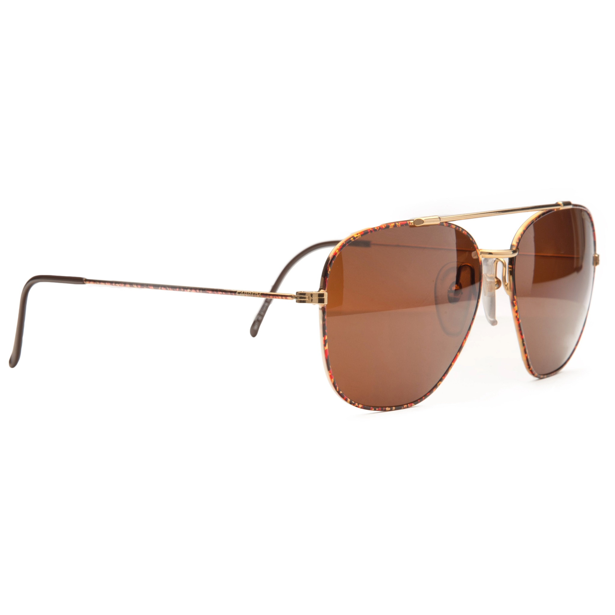 Red and gold frame with brown lenses