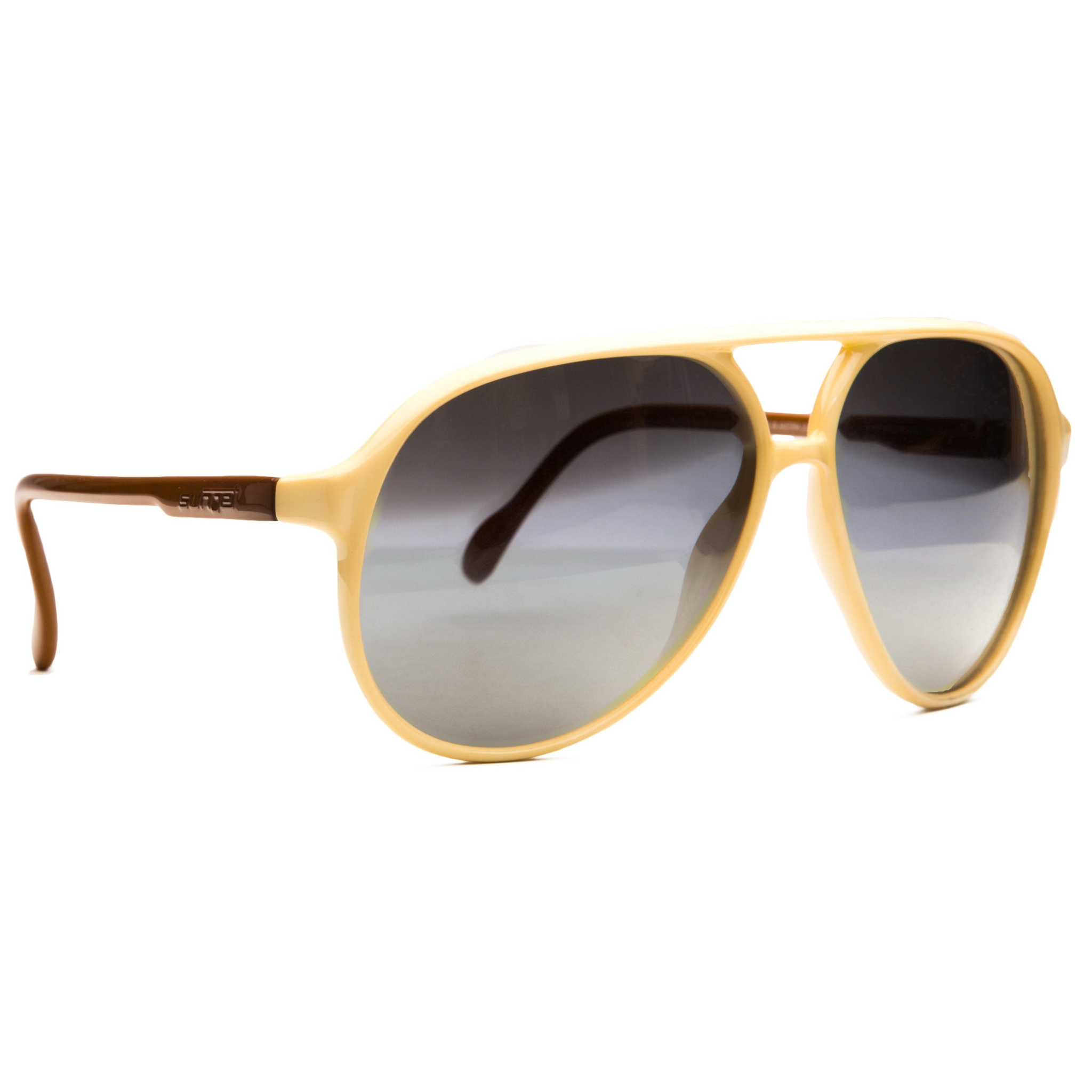 Authentic vintage Sunjet by Carrera Aviator 5242 sunglasses, never worn or sold, in superb condition with cream and brown frame and black smoke lenses