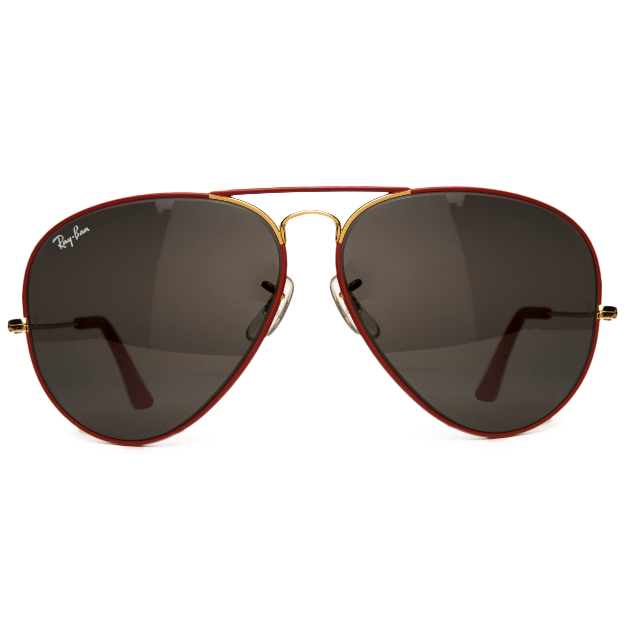 Vintage red and gold Rayban Shooter Aviator sunglasses for men and women, with black smoke lenses Never worn, in superb condition, 100% authentic