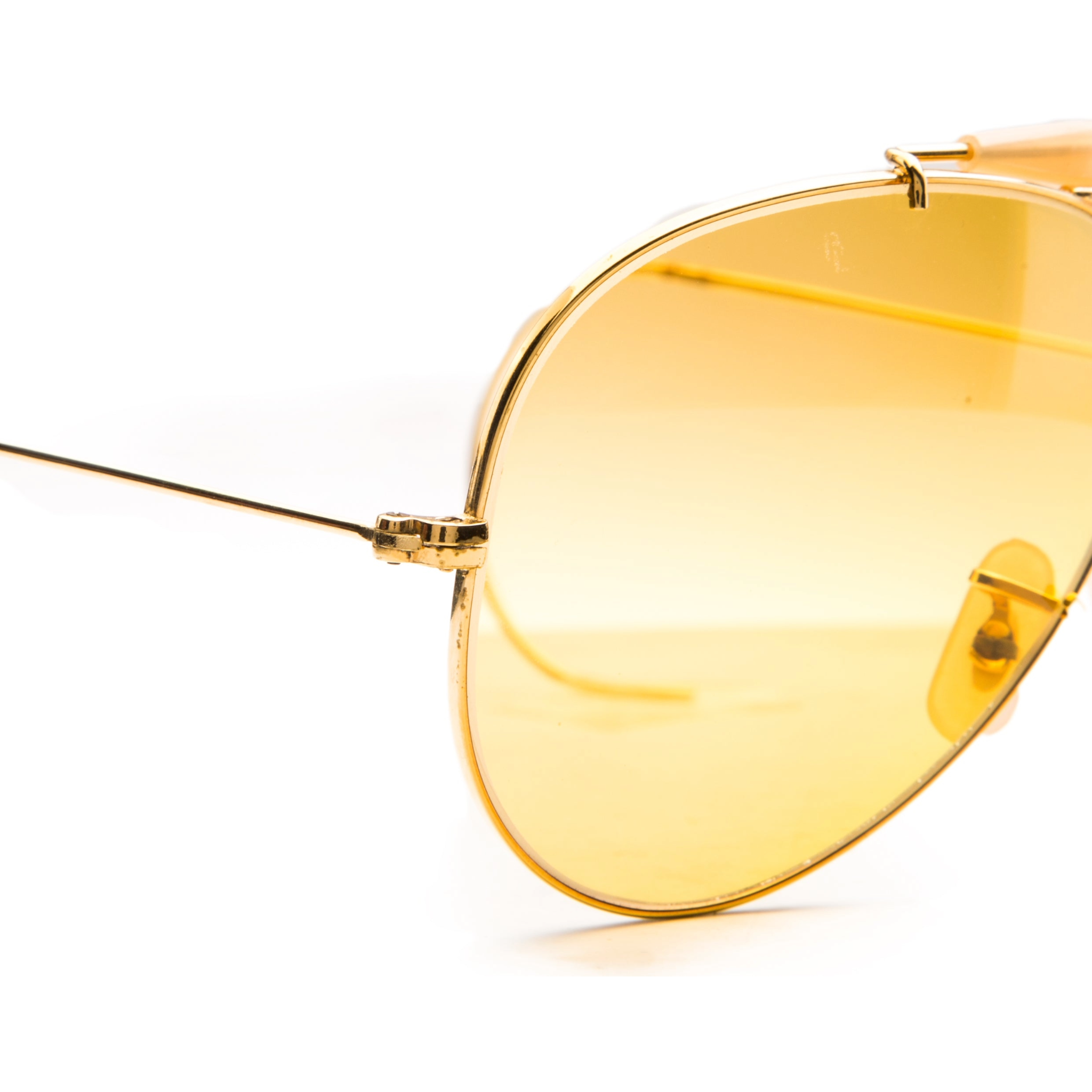 Original Vintage Rayban Shooter 2115 Aviator Sunglasses in Gold Frame and Yellow Lens, 100% UV Protection, Never Worn