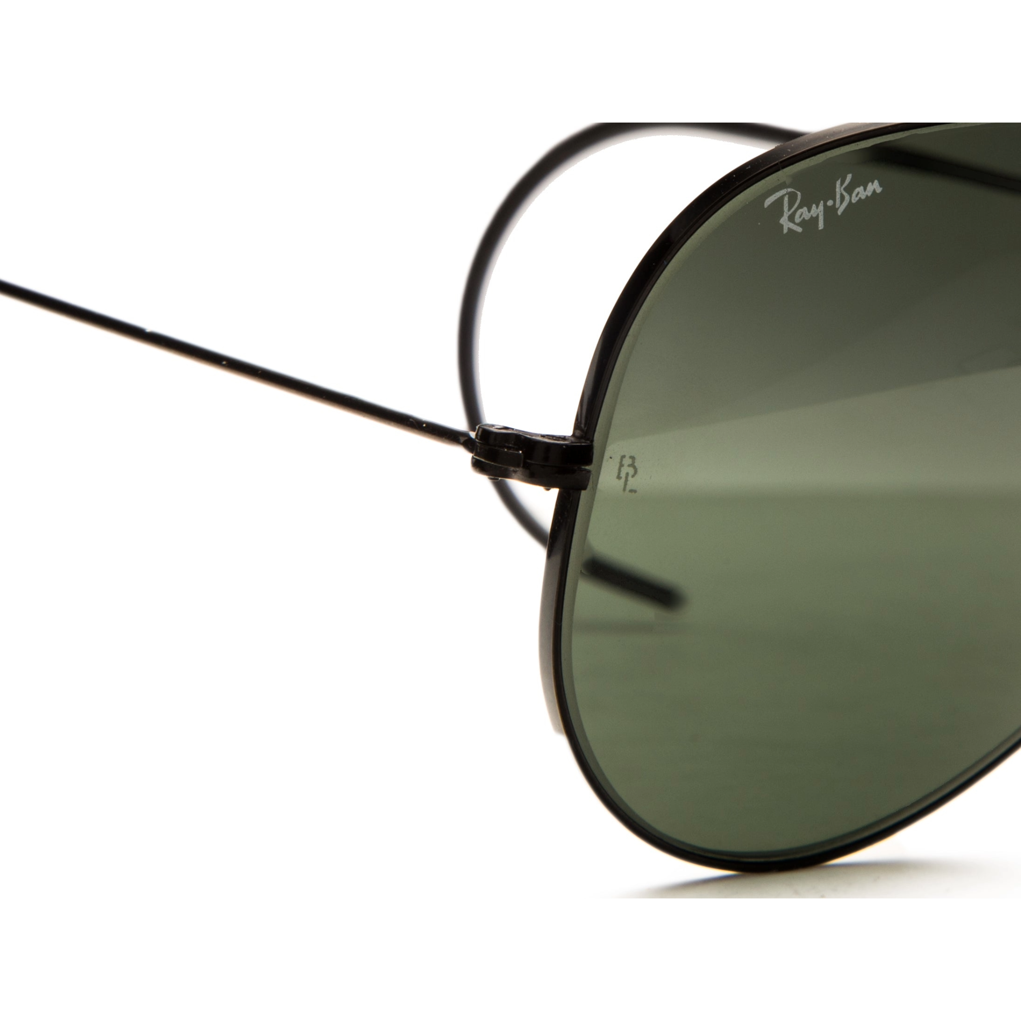 A pair of Vintage Rayban Aviator Shooter sunglasses, suitable for both men and women, with a black matte frame and black smoke lenses providing 100% UV protection This original pair is in superb condition and has never been worn or sold