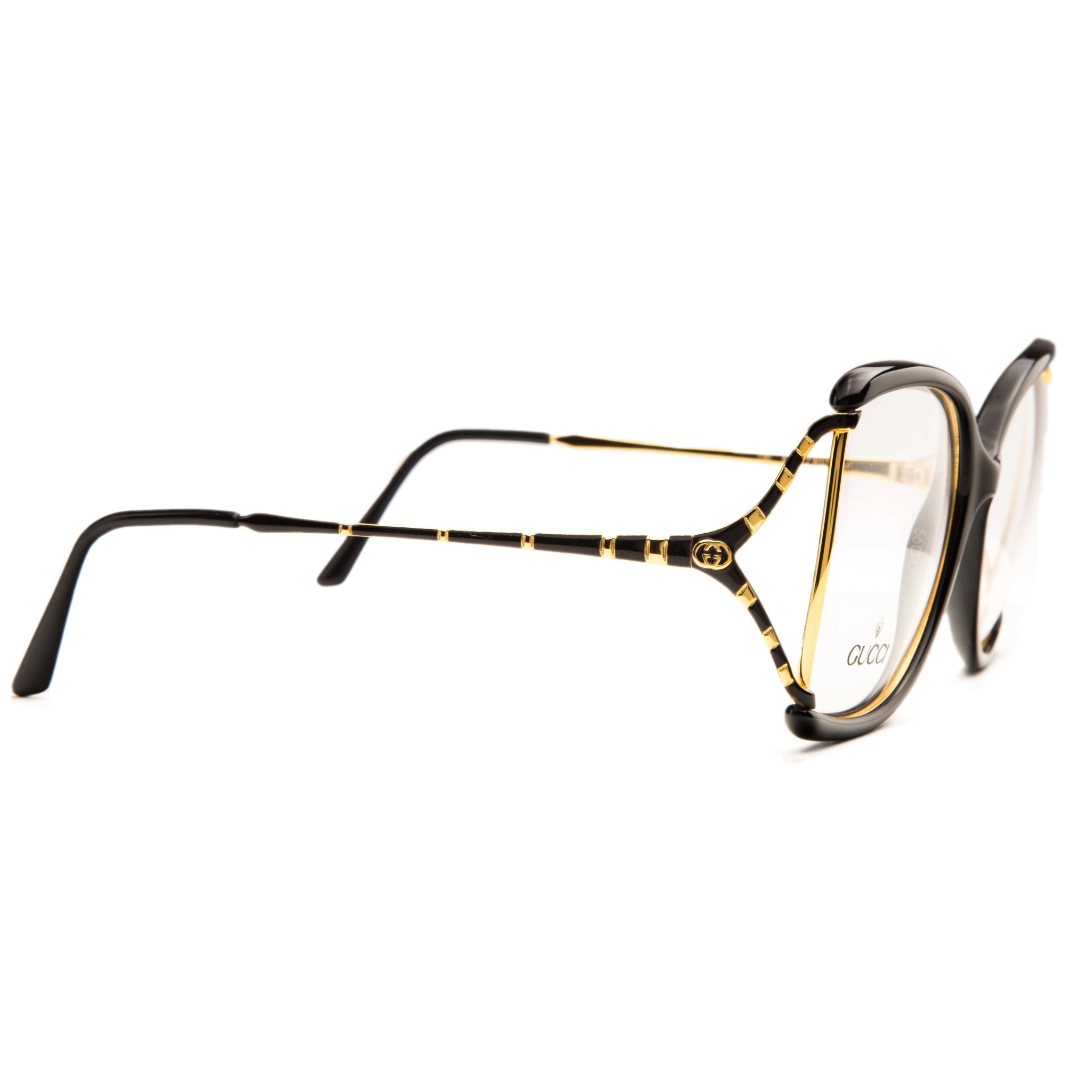 Black Gucci Square 230276 sunglasses with gold detailing and gradient lenses