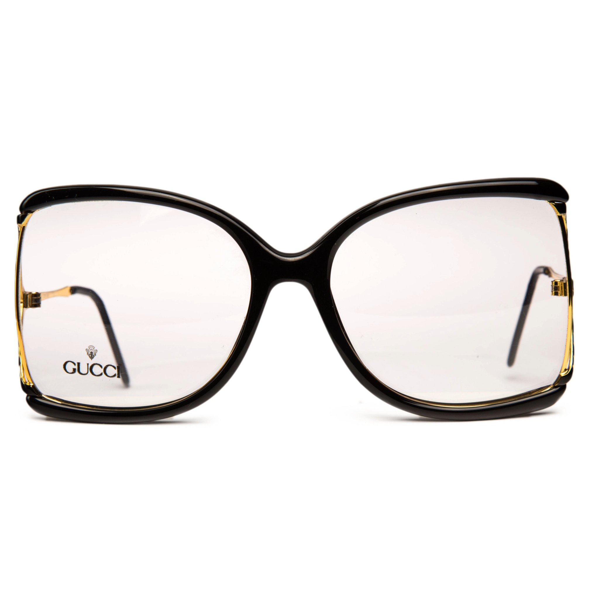 Black Gucci Square 230276 sunglasses with gold accents and square frames