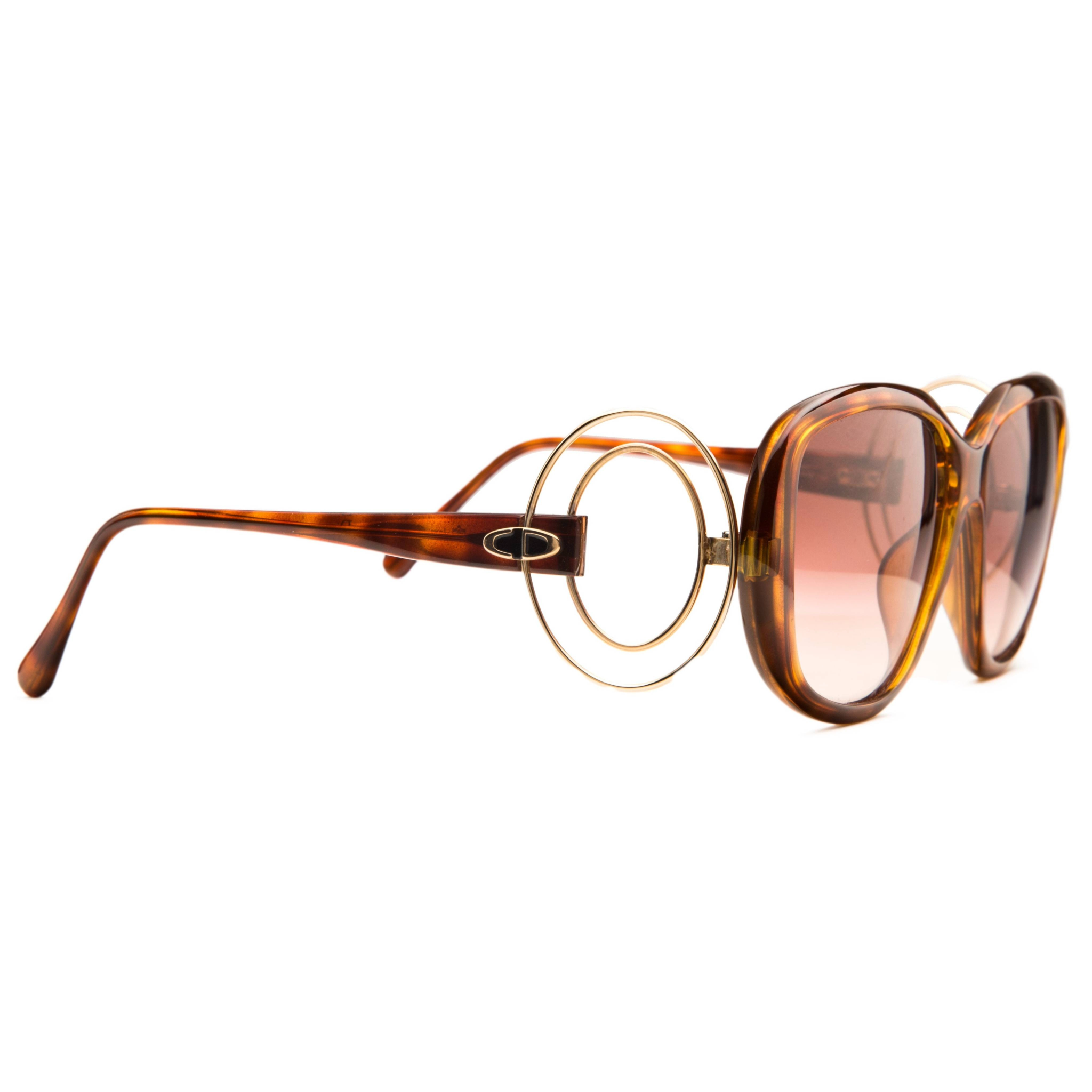 Brown lenses with 100% UV protection for Vintage Christian Dior Oval sunglasses