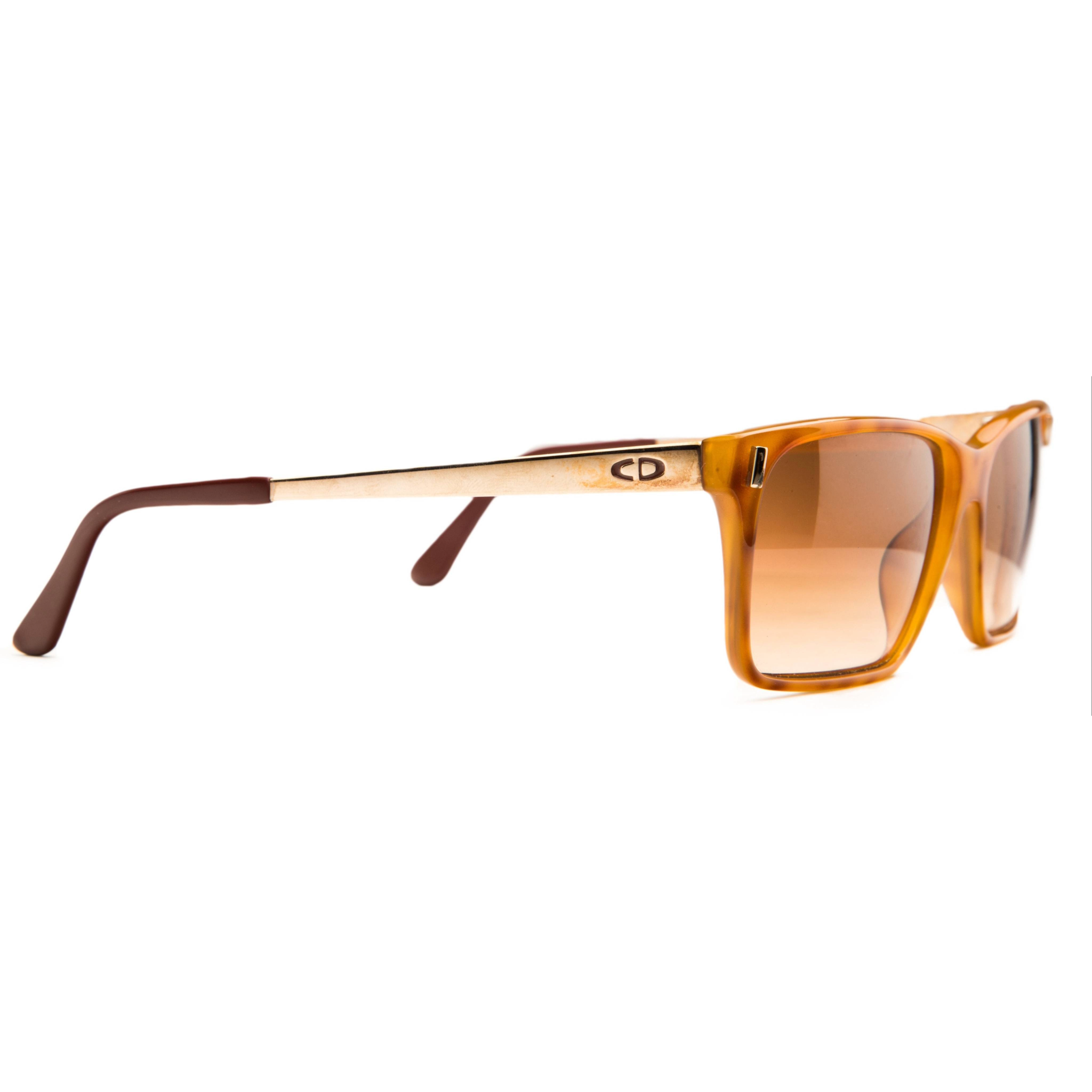 Brown framed Christian Dior Rectangle 255911 sunglasses with brown lenses