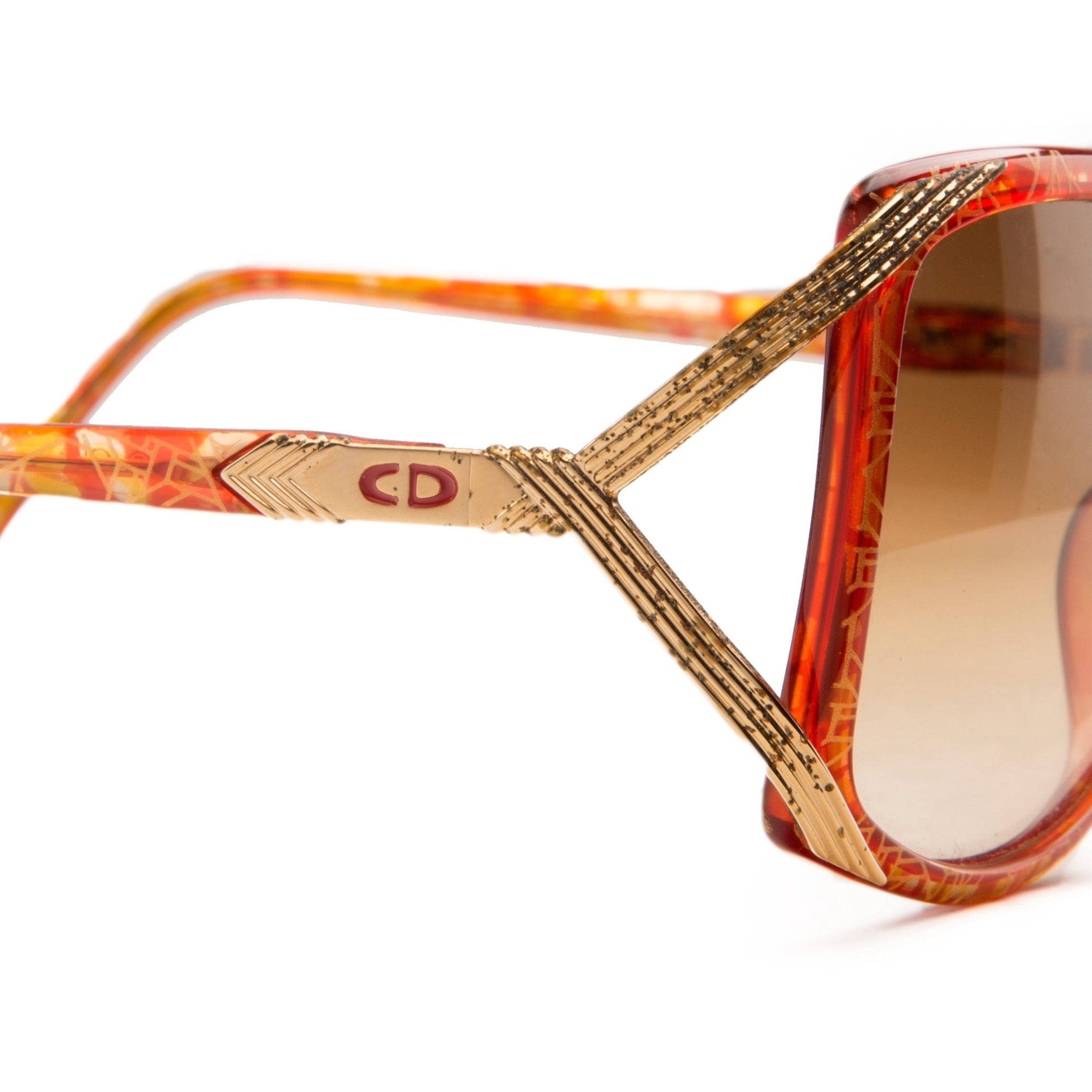 Original, never before worn vintage Christian Dior Square 260640 sunglasses for women in orange combination frame