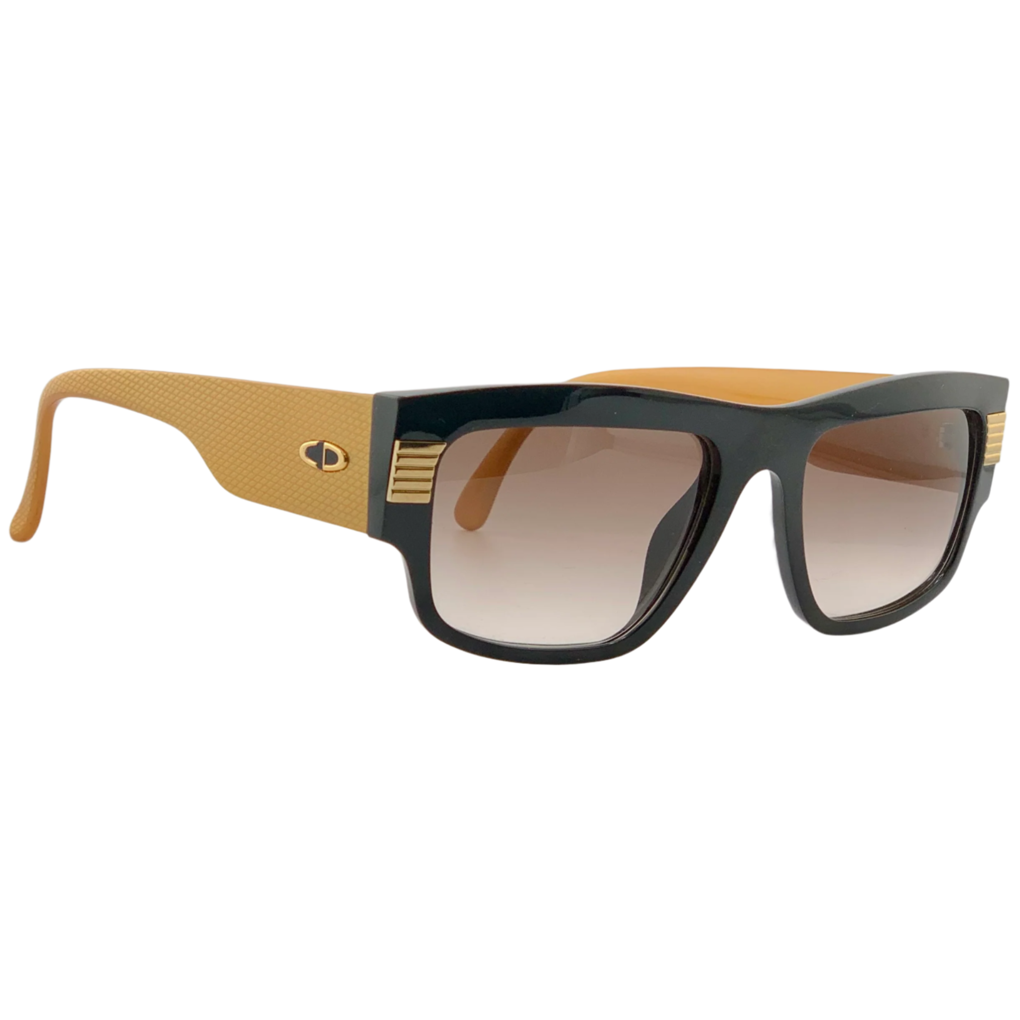 Christian Dior Wayfarer 2607 90 sunglasses, suitable for both men and women, featuring a black and yellow frame, brown lenses, and made in Germany, in excellent, unworn condition, and guaranteed authentic