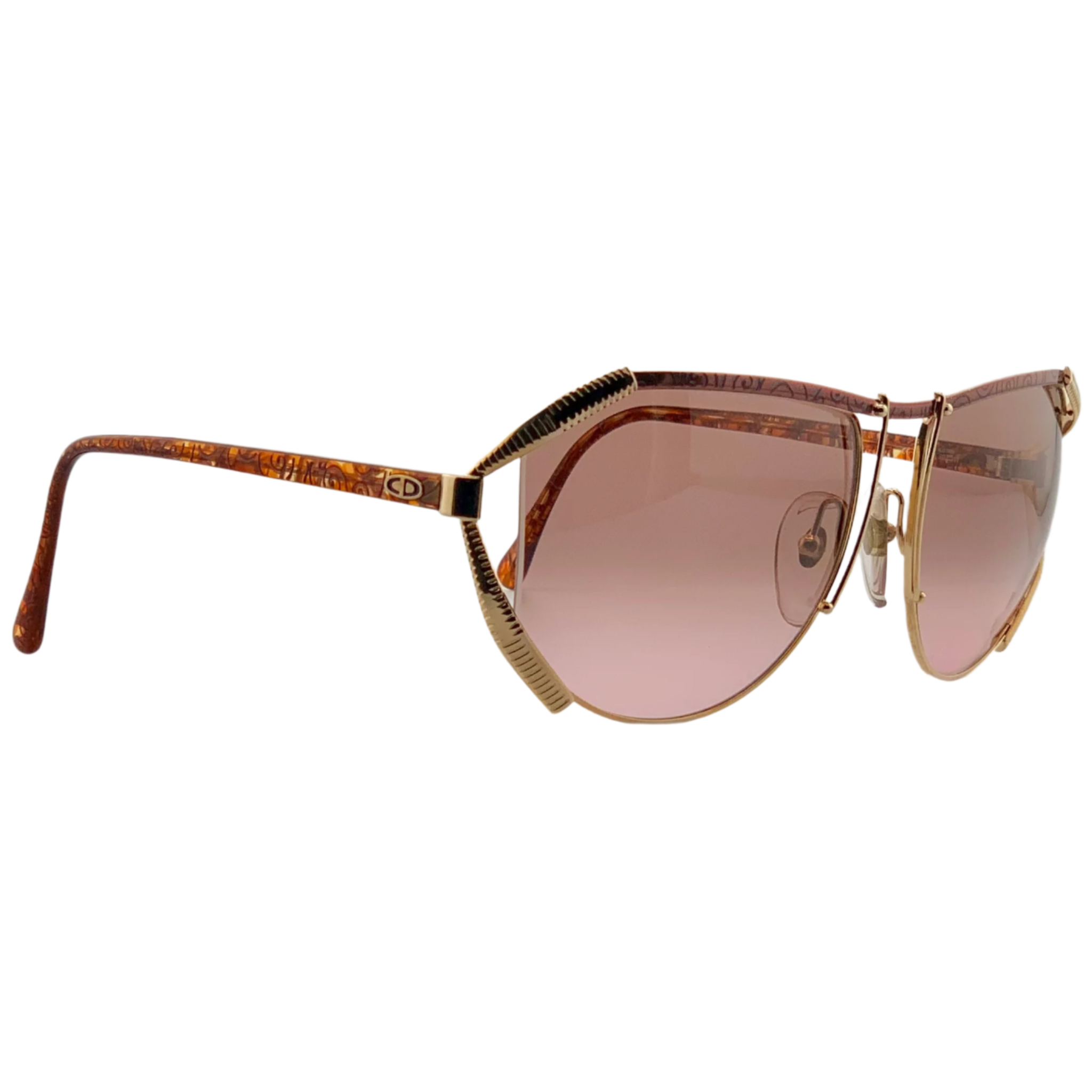 Unworn Vintage Christian Dior Visor 2609 48 sunglasses with Tort/Gold frame and pink lens, made in Germany, superb condition, authentic original