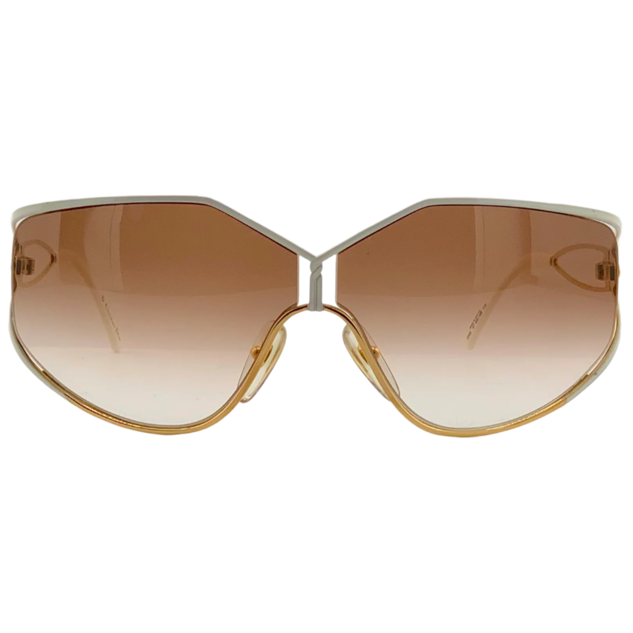 Vintage Christian Dior Visor 2345 47 sunglasses for women in white and gold frame with brown lenses made in Austria, in superb condition, never before worn or sold, authentic and original
