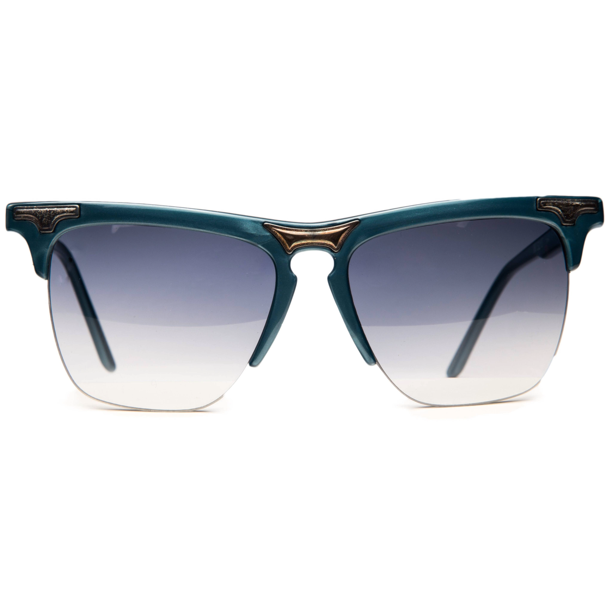 Vintage Missoni Clubmaster 52 sunglasses in blue frame and black gradient lenses