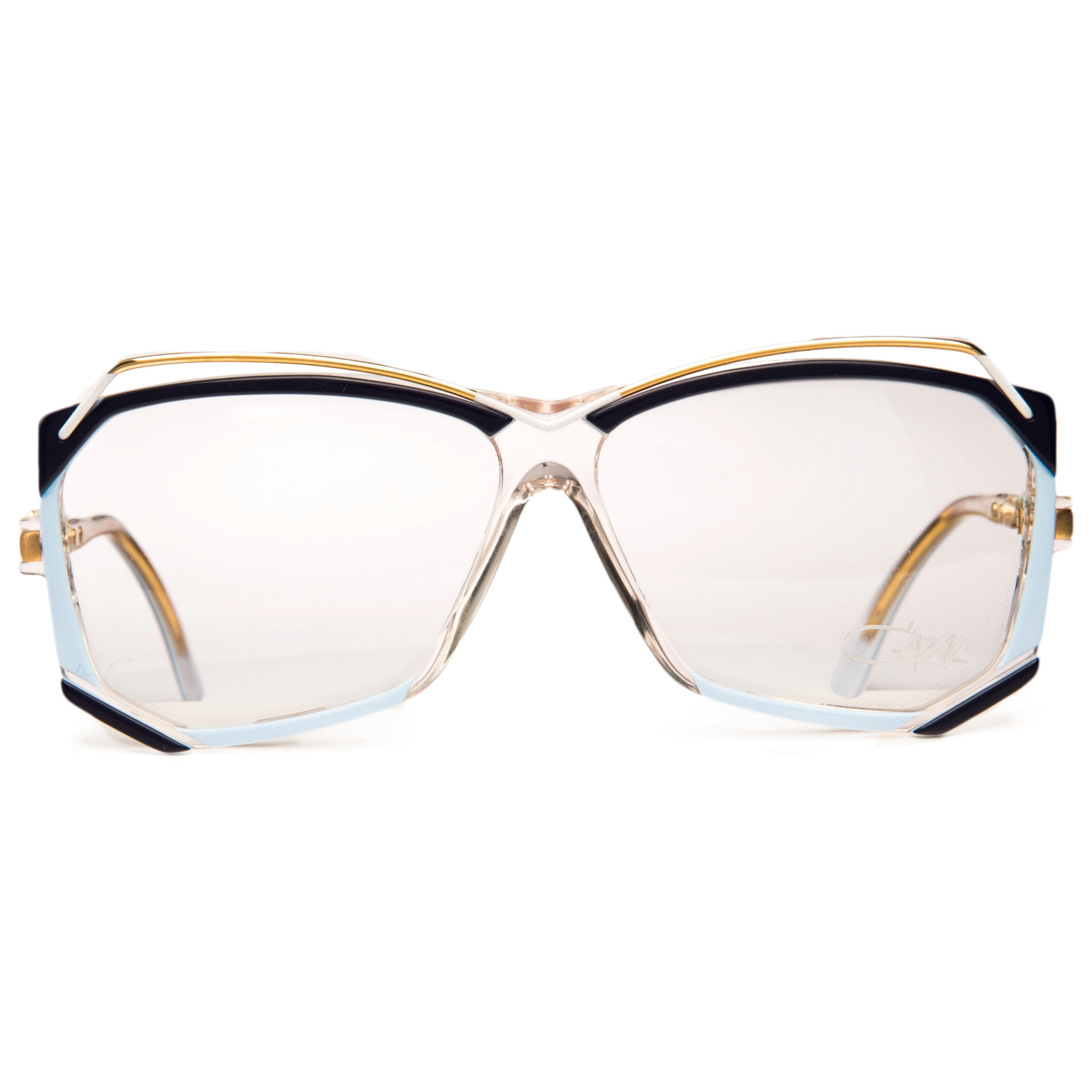 Vintage Cazal Square 188 women's sunglasses with crystal frame and clear lenses