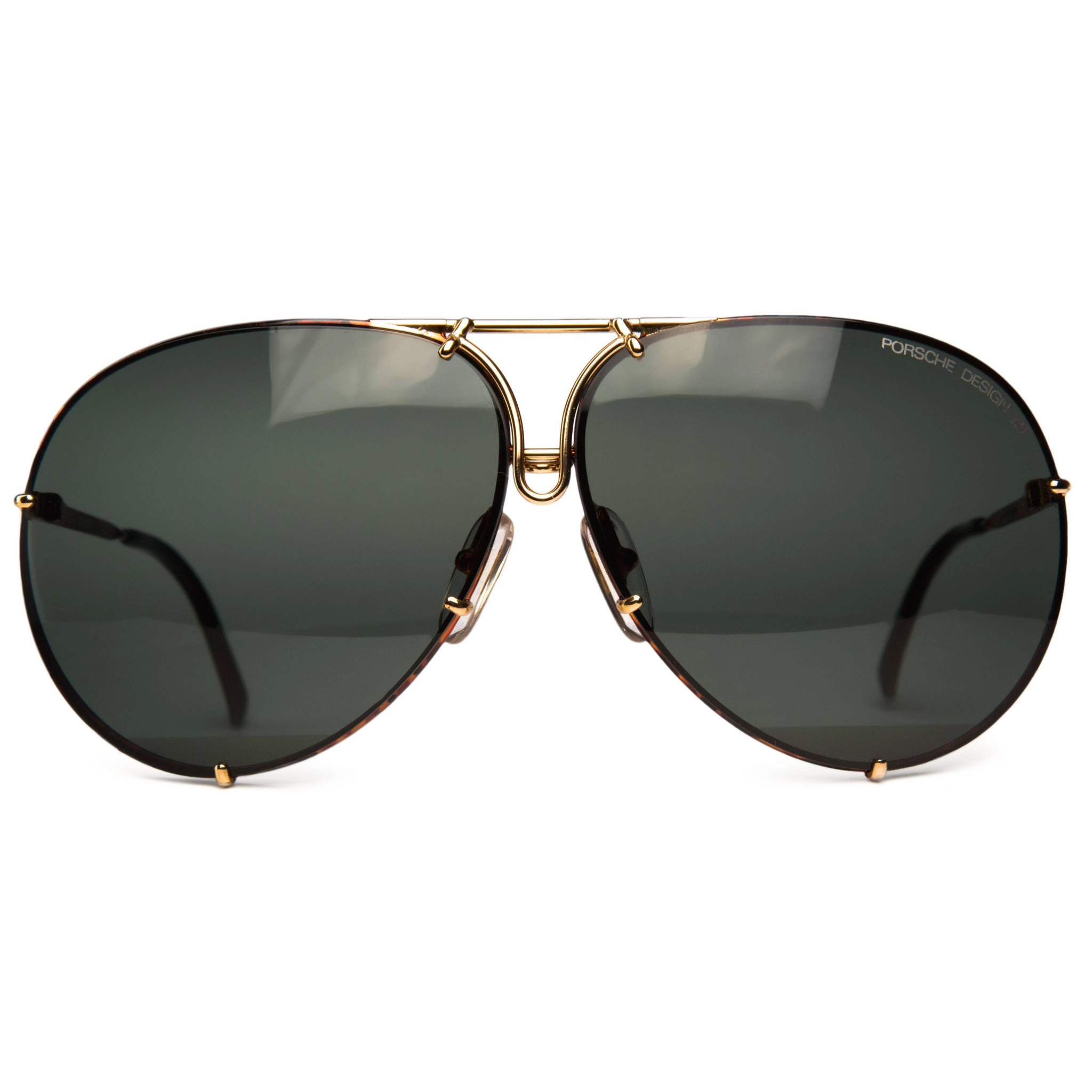 Vintage Porsche Aviator 5623 sunglasses for men and women in Gold Tort Combination frame and Black Smoke lens with 100% UV protection, never worn or sold, authentic and original