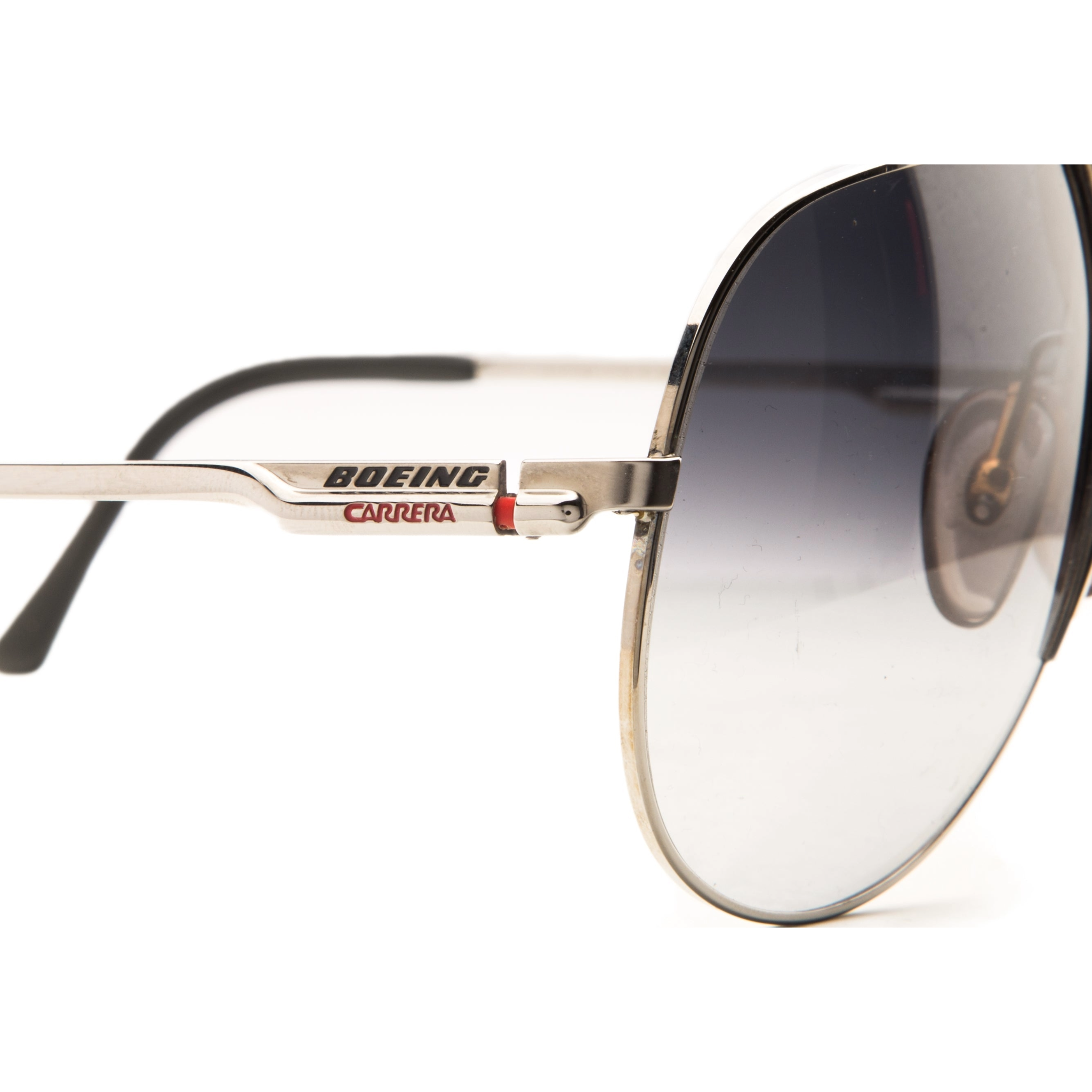 Original vintage Boeing Aviator 5701 sunglasses in superb condition, never before worn or sold, with silver frame and grey gradient lens providing 100% UV protection