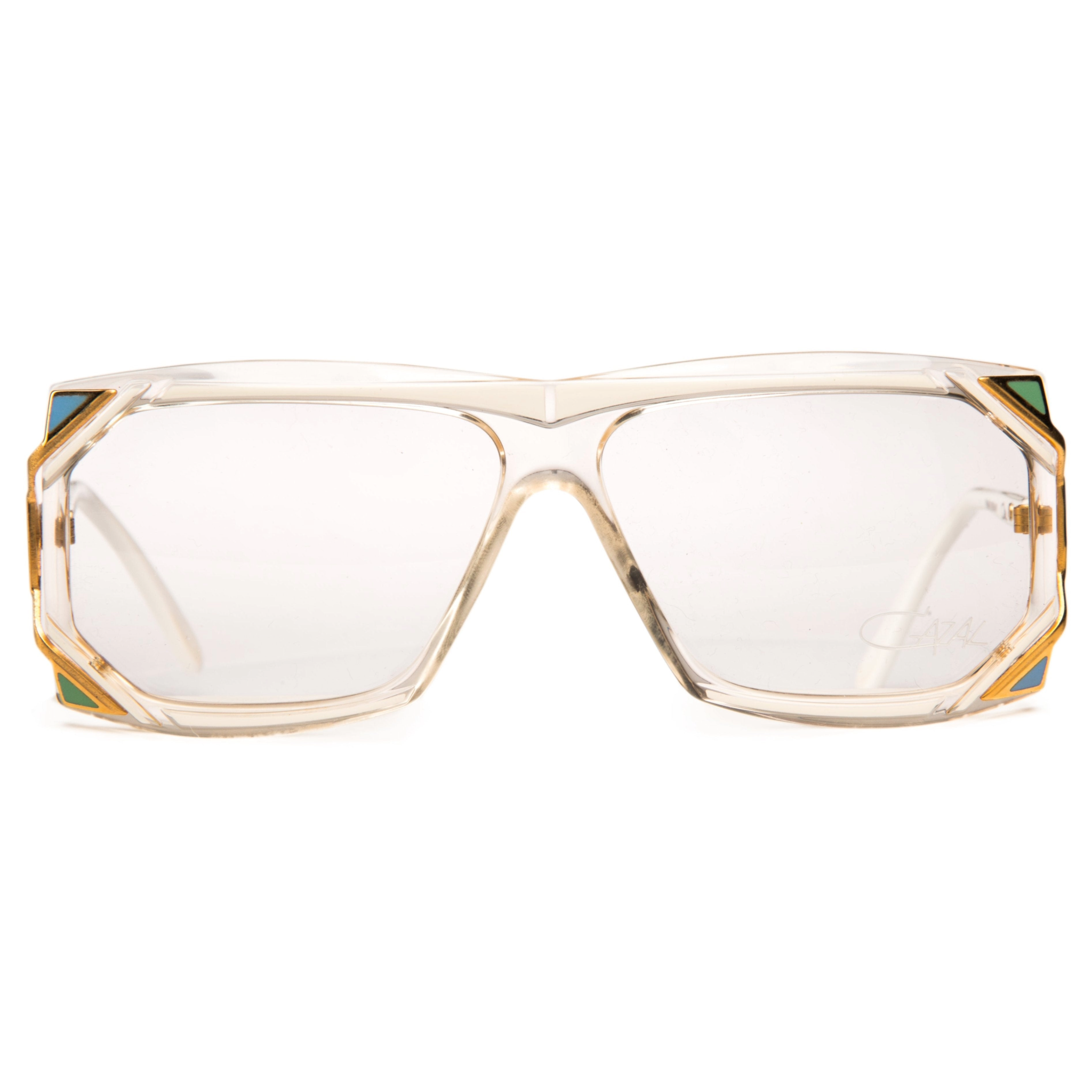 Vintage Cazal Square 184 sunglasses for women in white frame and clear lens