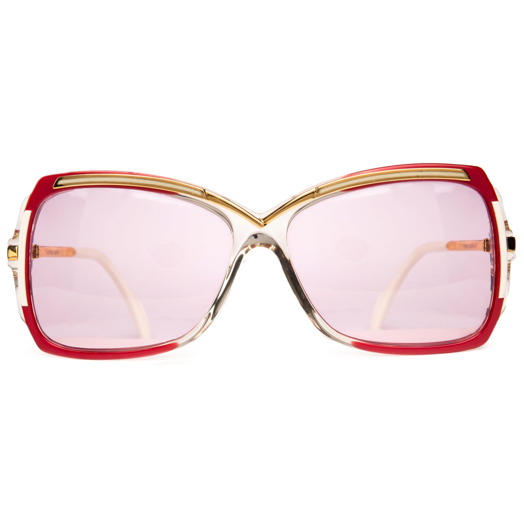 Vintage Cazal Square 177 sunglasses for women in crystal frame and pink lens, never worn or sold, in superb condition