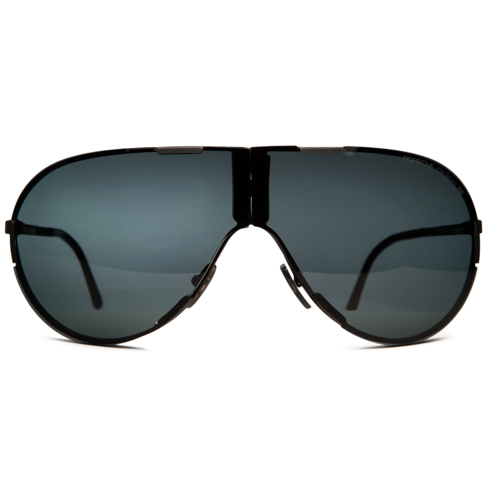 Vintage Porsche Aviator 5629 Matte Black sunglasses for gentlemen, with black smoke lenses and 100% UV protection