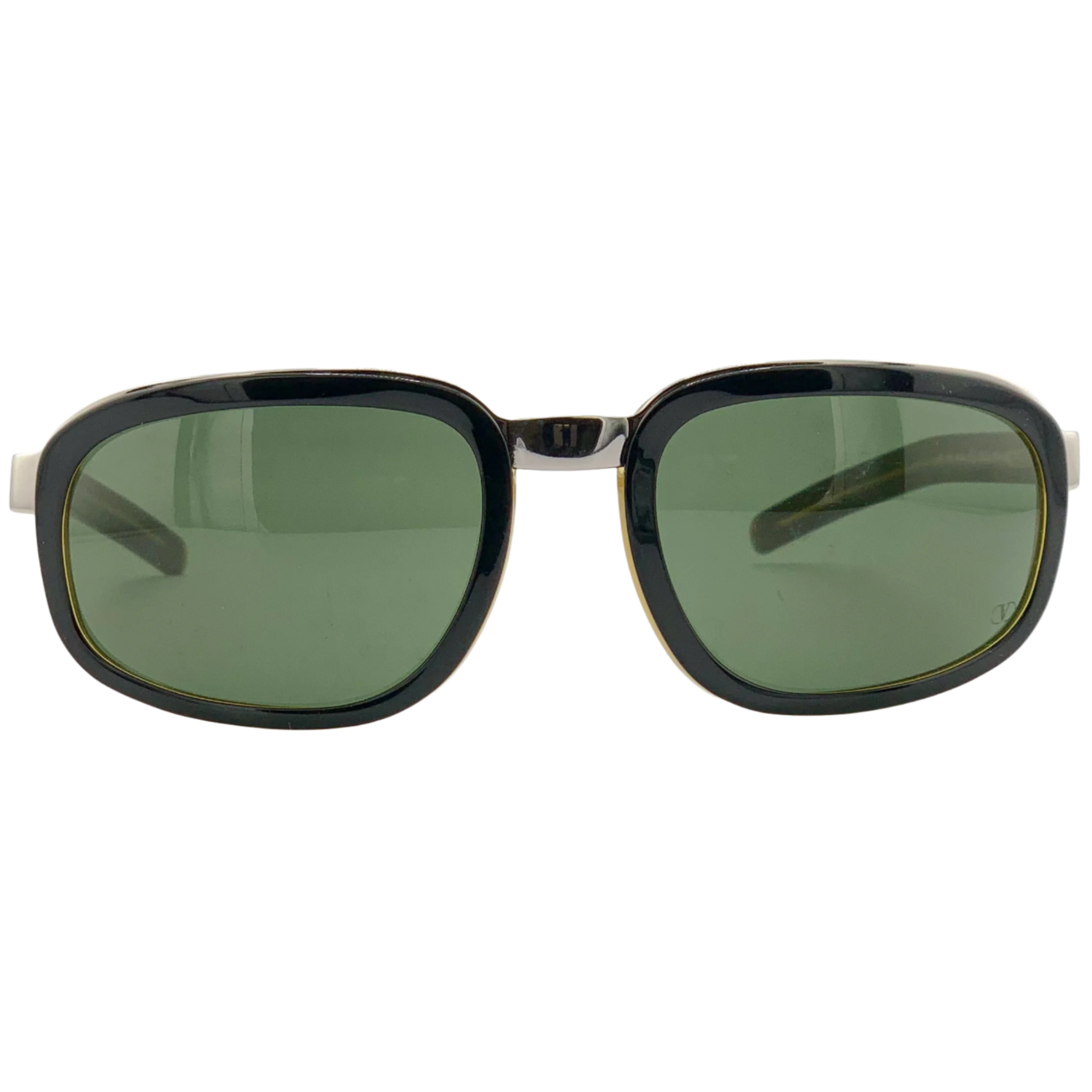Vintage Valentino Oval V1019/S sunglasses in silver and black frame with green lenses, made in Italy, never worn before, in superb condition, suitable for both men and women