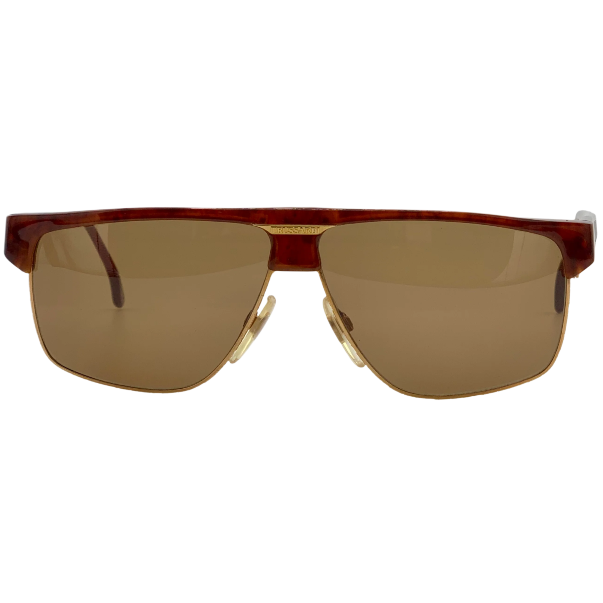 Vintage Trussardi Club Master 02094 Sunglasses in Red and Gold Frame, Brown Lens, Made in Italy for Men and Women