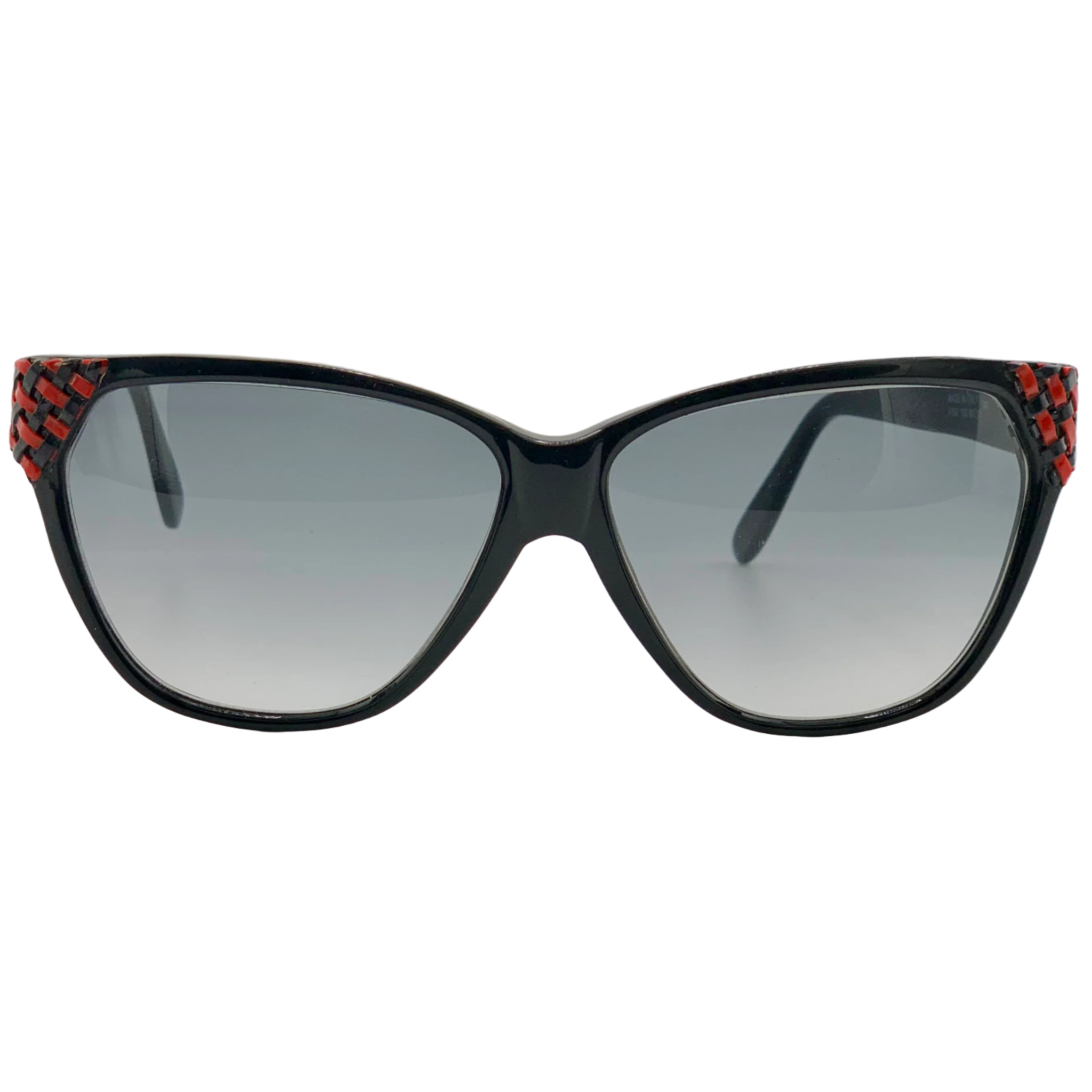 Vintage black and red Valentino Square V567 130 sunglasses for men and women, with grey lenses, made in Italy and in superb condition, never before worn or sold Authentic and original