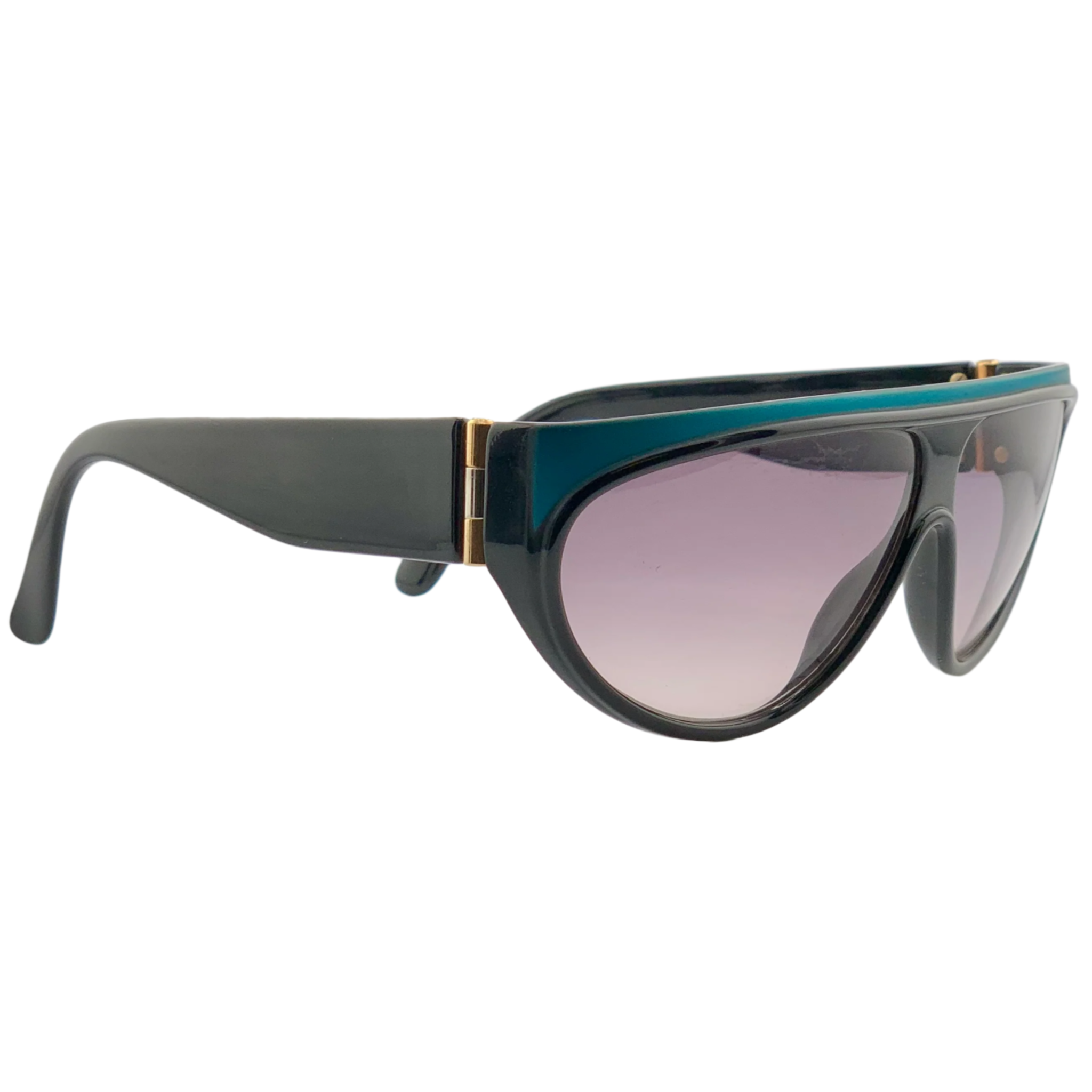 Black and green frame with purple lenses, made in France