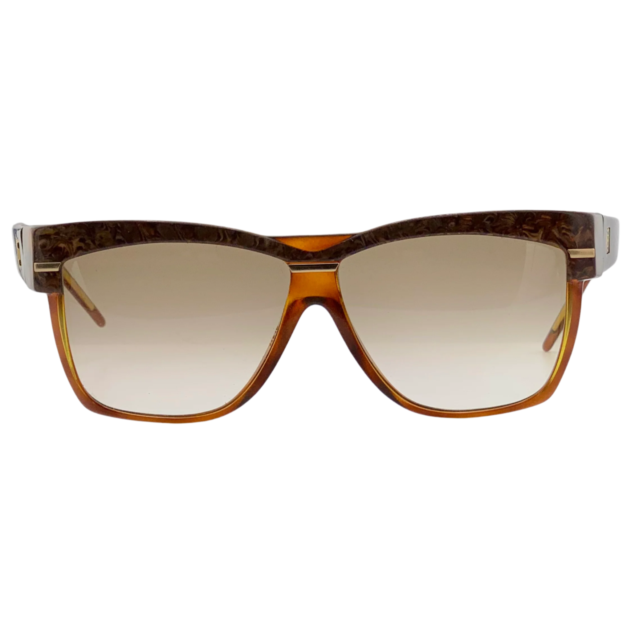 Vintage Laura Biagiotti Square P40/S sunglasses for men and women, with brown frames and lenses, made in Italy and in superb condition, never before worn or sold, selling an original