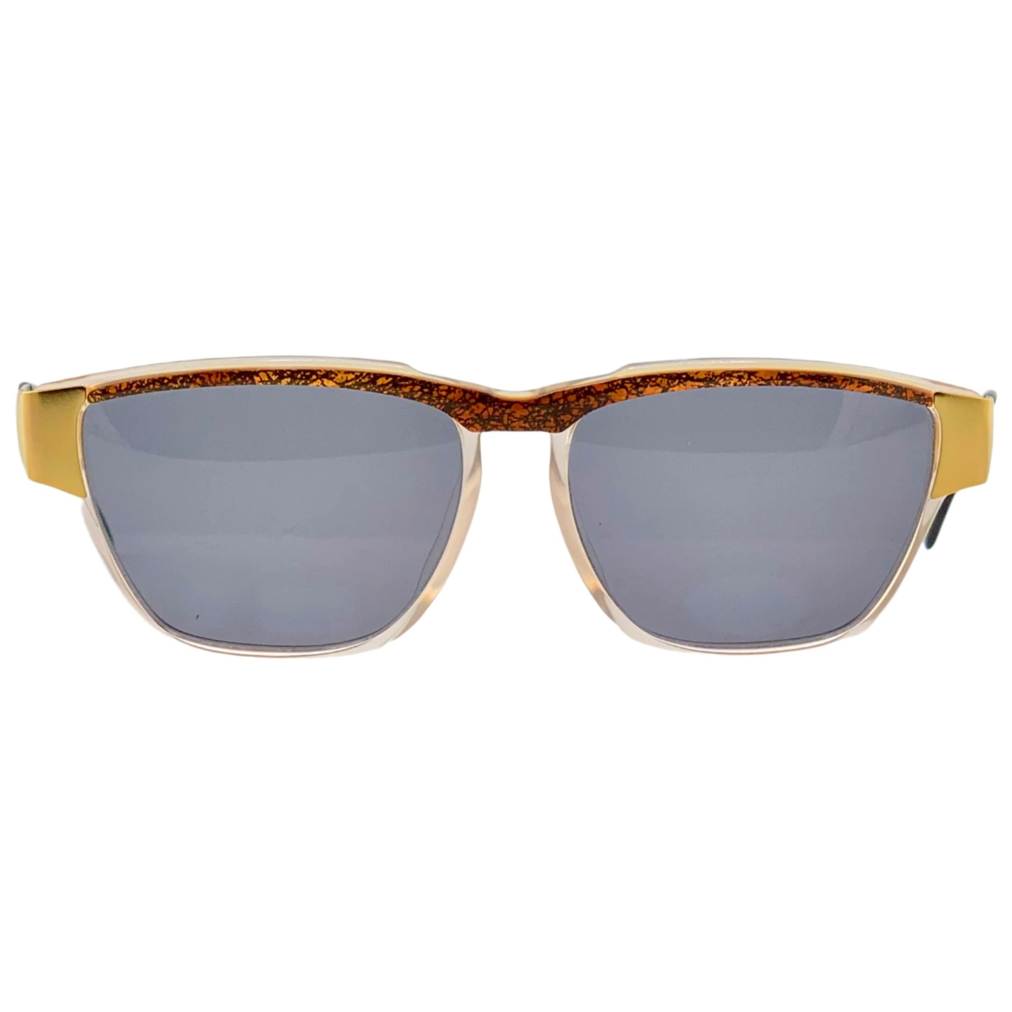 Vintage Laura Biagiotti Square T95/S Sunglasses for Men and Women in Brown and Gold Frame with Grey Lens Made in Italy