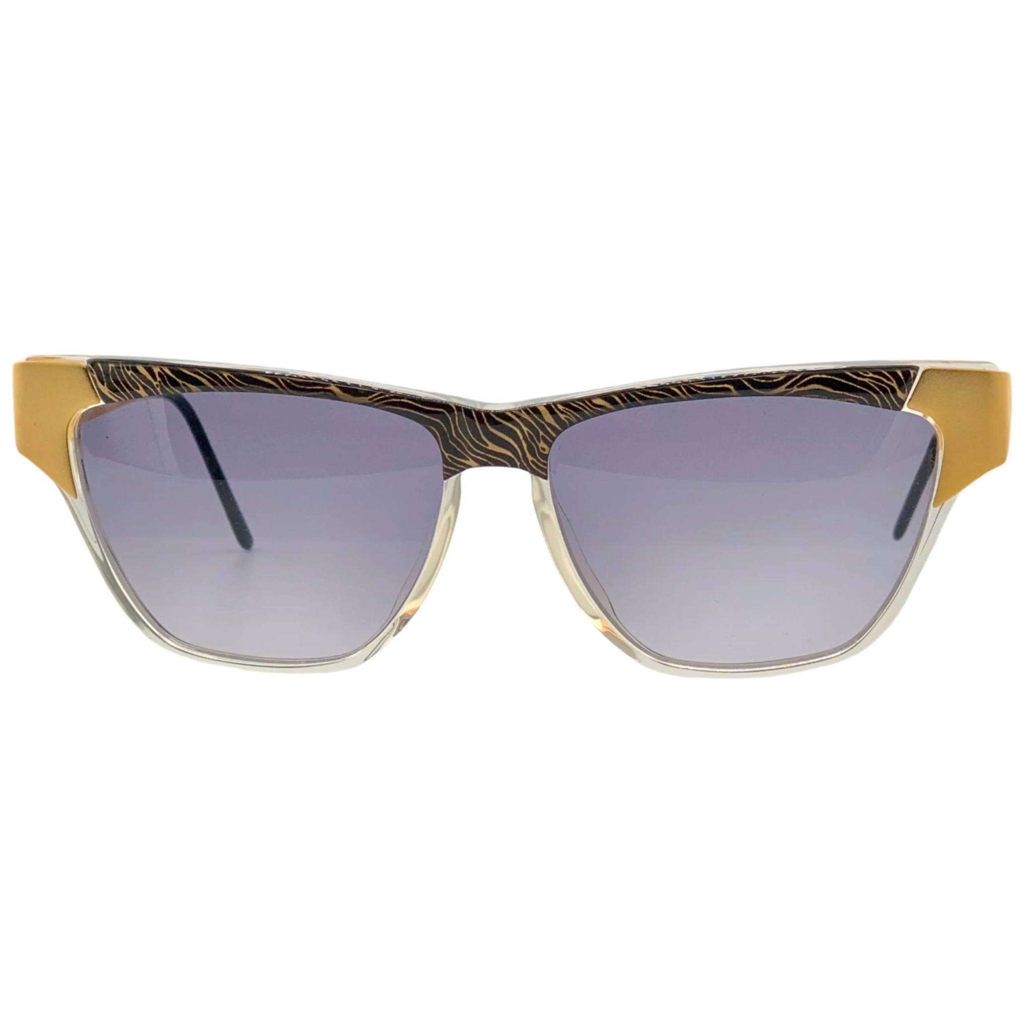 Vintage Laura Biagiotti Cat Eye T94/S sunglasses in Black/Gold frame, Blue lens, made in Italy, never worn, authentic