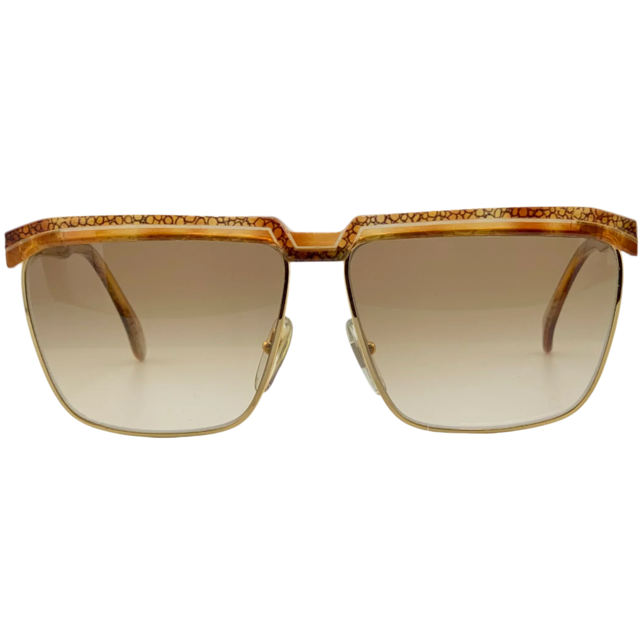 Vintage unisex Laura Biagiotti square sunglasses in brown and gold frame