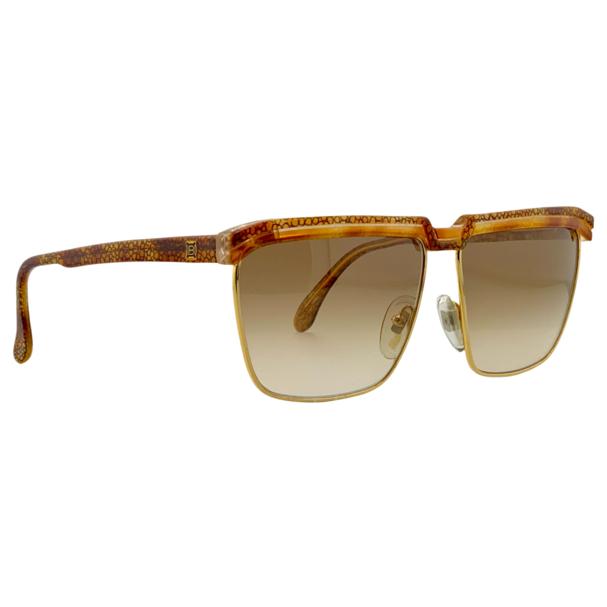 Authentic Italian-made Laura Biagiotti square sunglasses with brown lenses