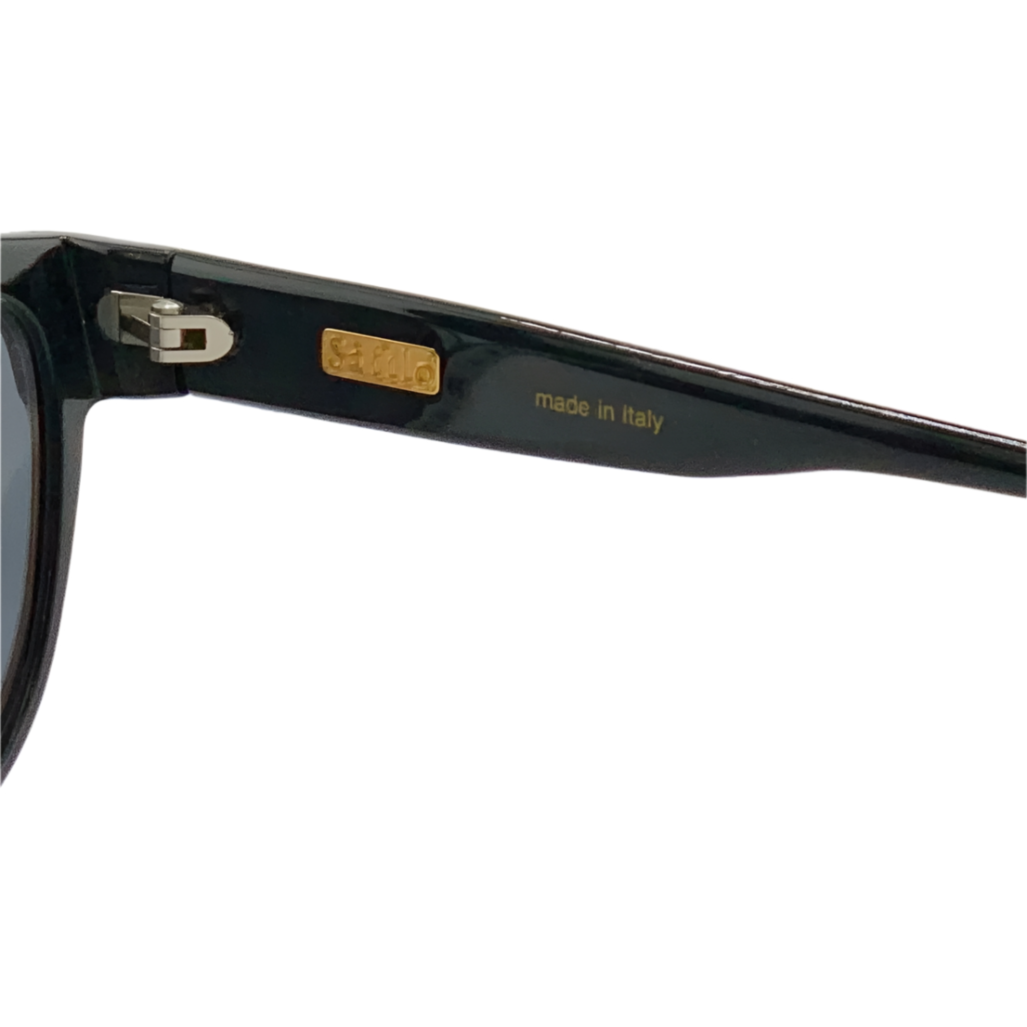 Black round sunglasses with gold details and polarized lenses by Safilo Euforia