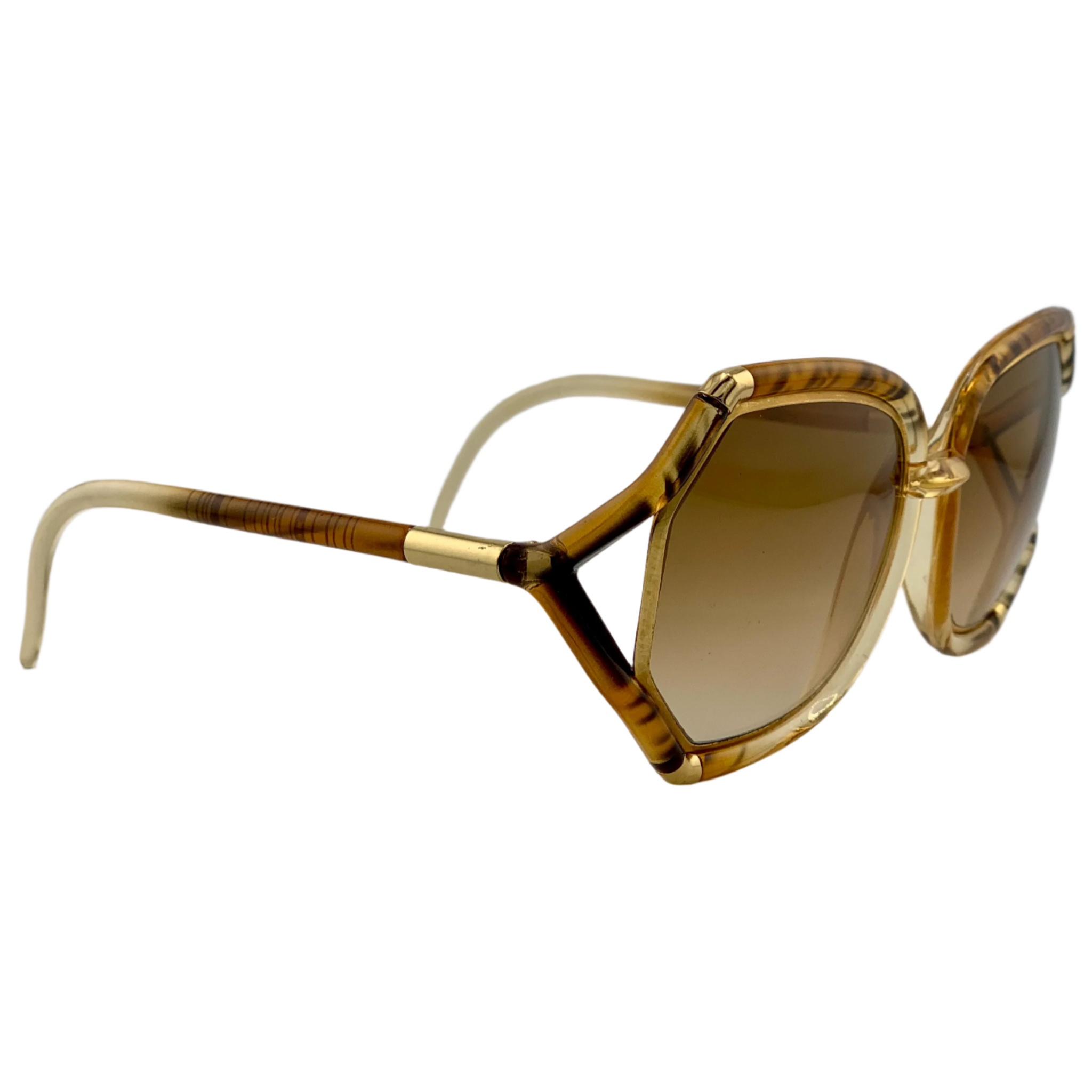 Authentic vintage Ted Lapidus Round sunglasses with brown lenses