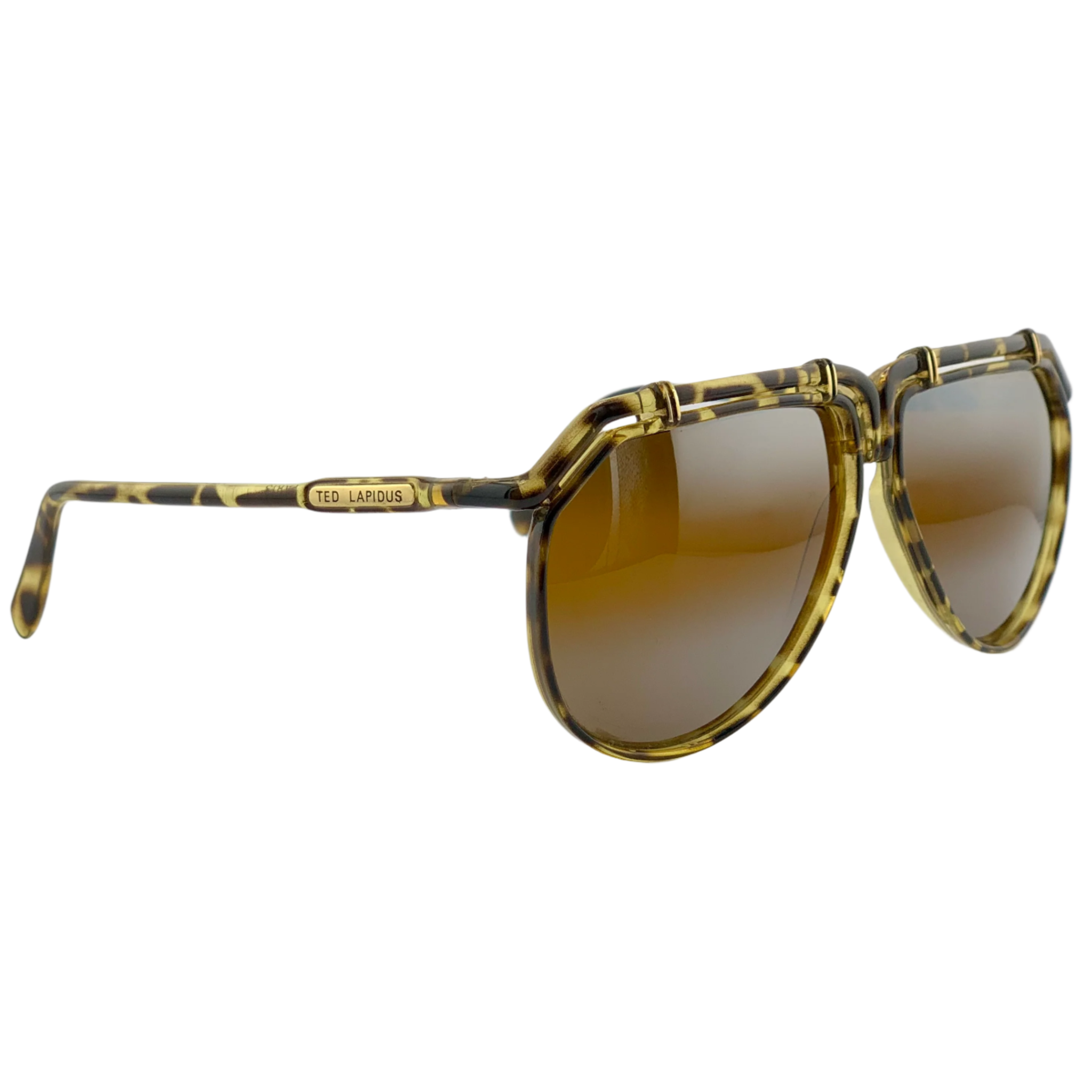 Black Ted Lapidus Round TL16 14 Sunglasses with Gold Accents
