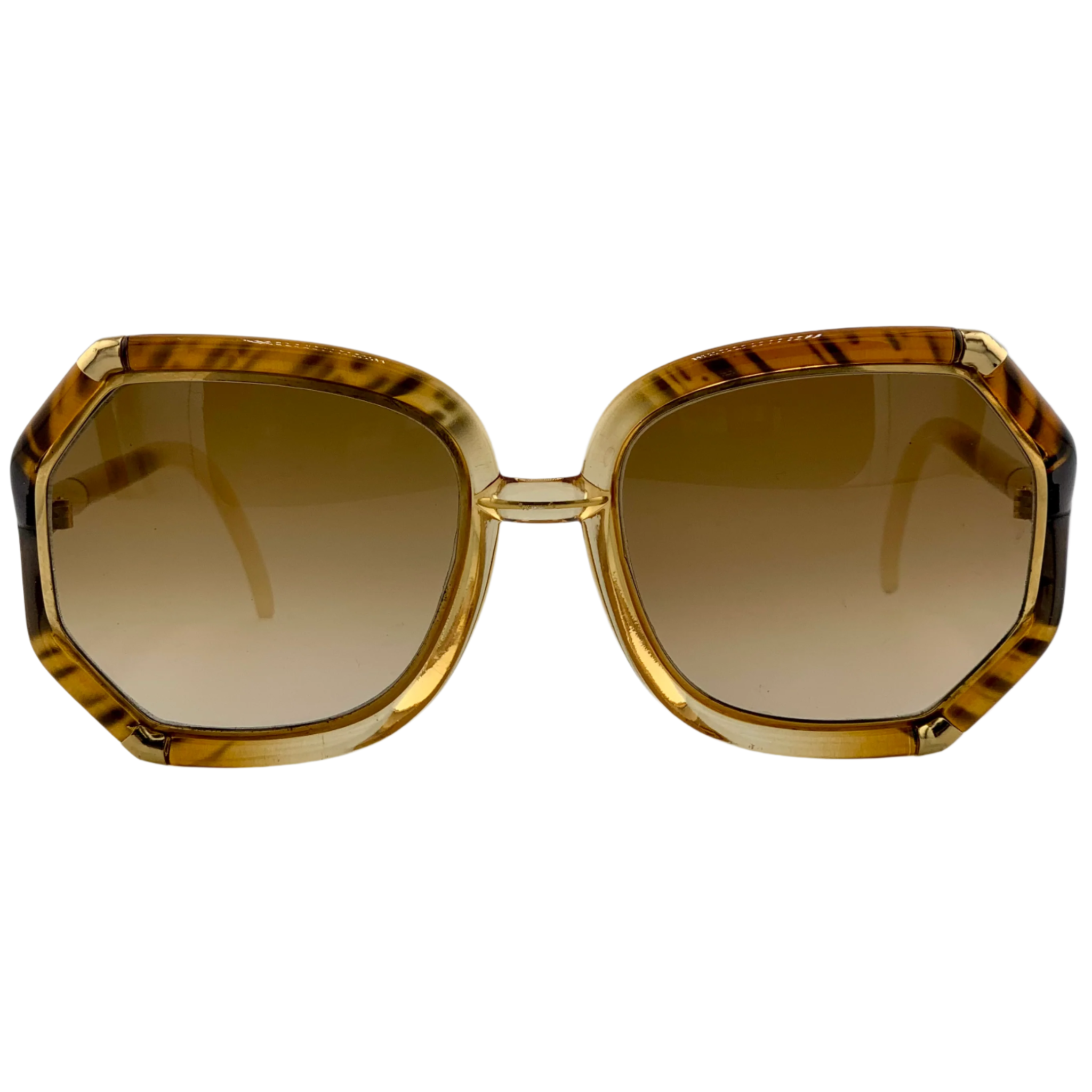 Vintage Ted Lapidus Round sunglasses for men and women, brown/gold frame, brown lens, made in France, never worn, original