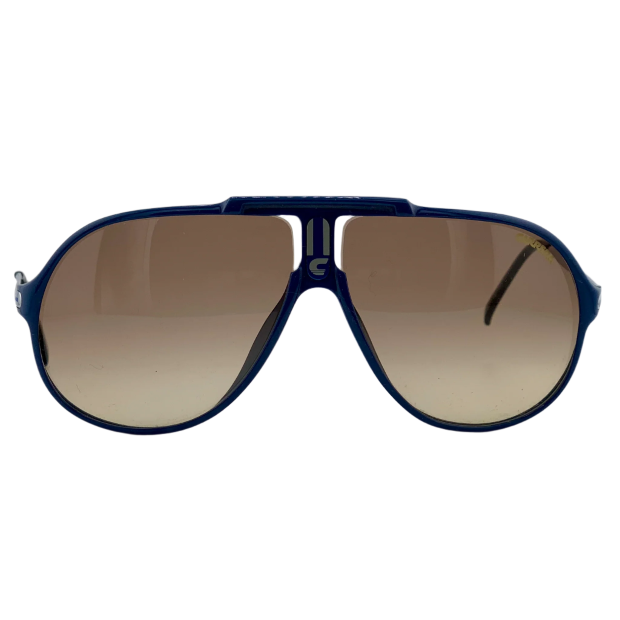 Vintage Carrera Aviator 5590 50 sunglasses for men and women, with blue frames and brown lenses, made in Austria, offering 100% UV protection and in superb, unworn condition