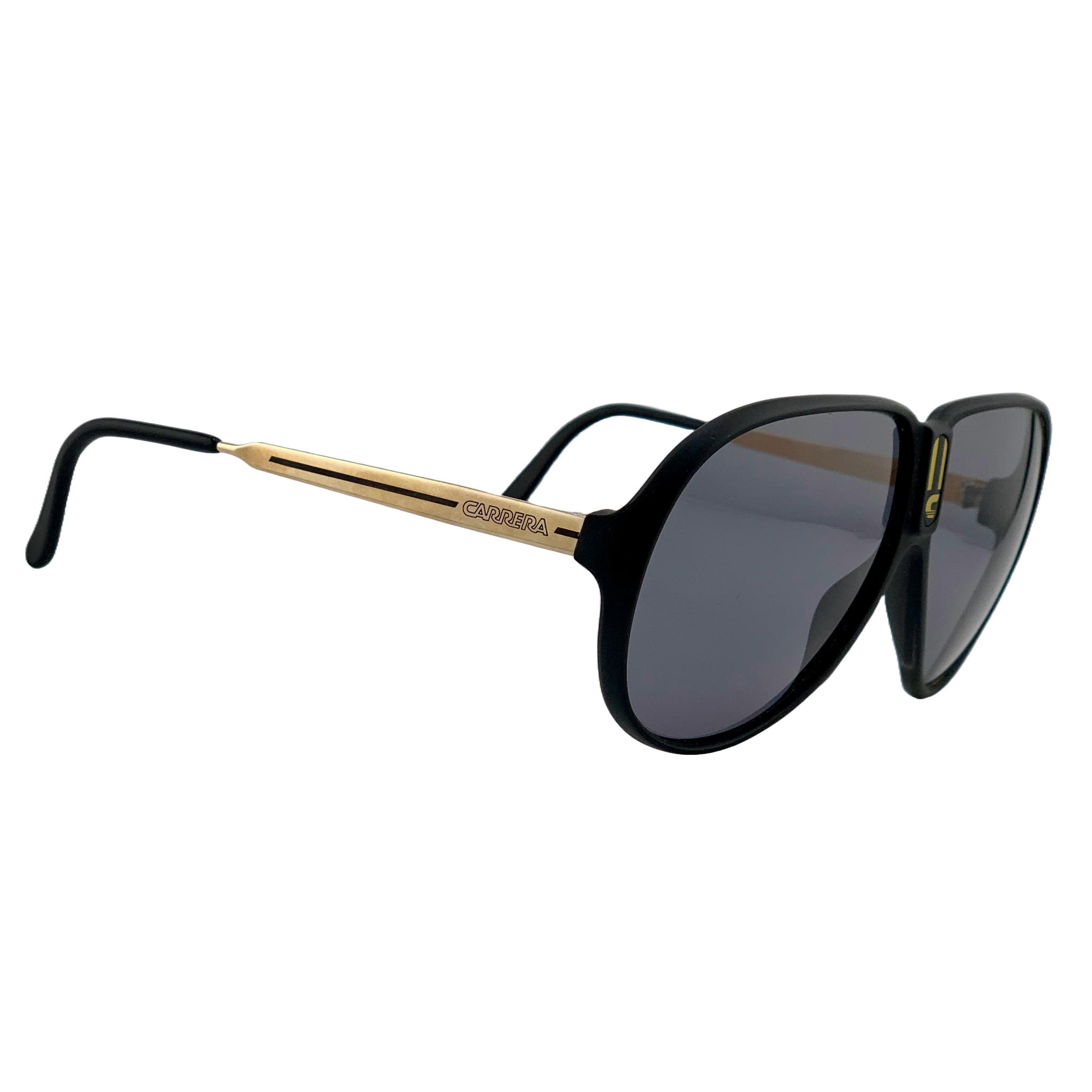 Black Carrera Aviator 5592 90 sunglasses with grey lenses, offering 100% UV protection and made in Germany, in superb condition and never before worn or sold
