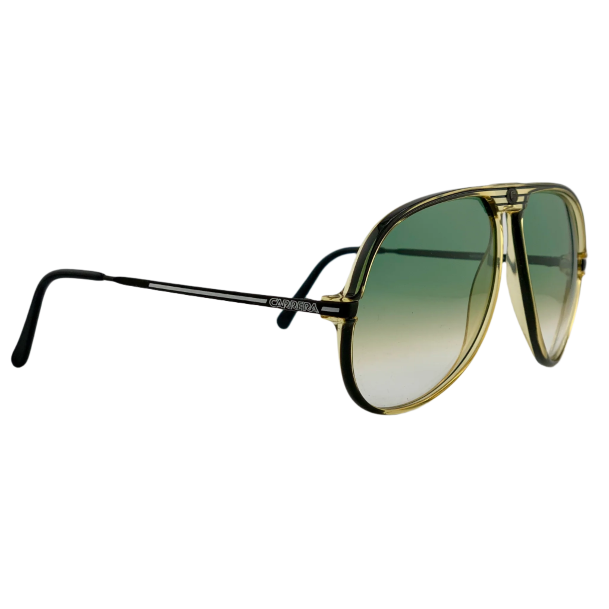 A close-up image of the stylish Carrera Aviator 5586 70 sunglasses with metal frame and gradient lenses