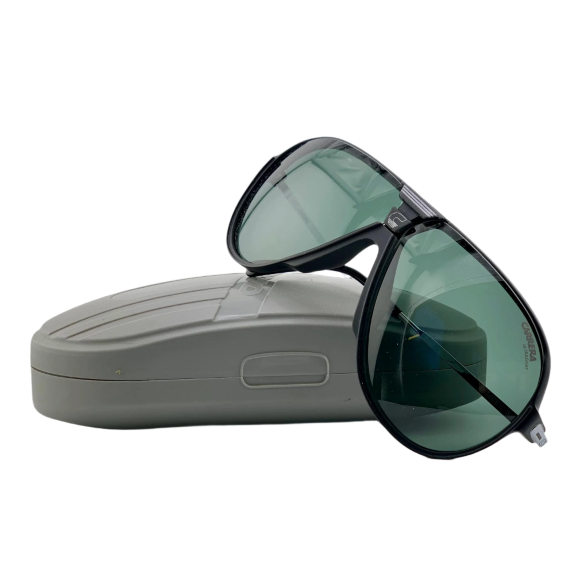 Vintage Carrera Aviator 5593A 90 sunglasses for men and women: black frame, green lenses, 100% UV protection, made in Austria