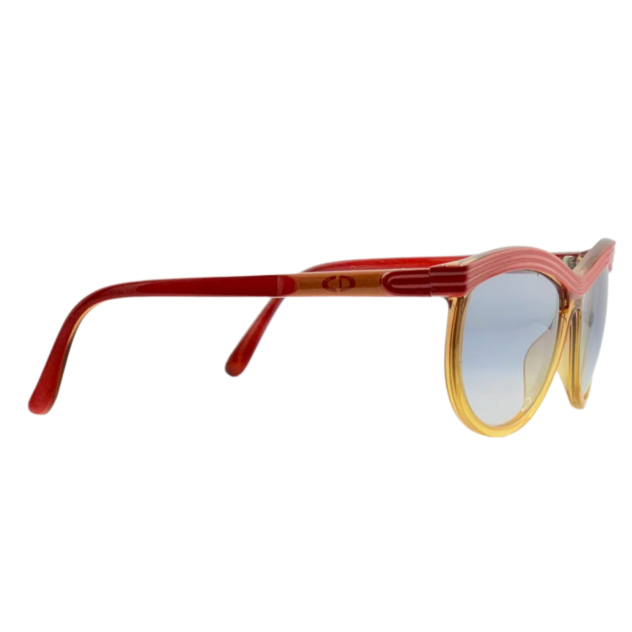 Vintage Christian Dior Oval 2350 30 sunglasses in red and yellow frame