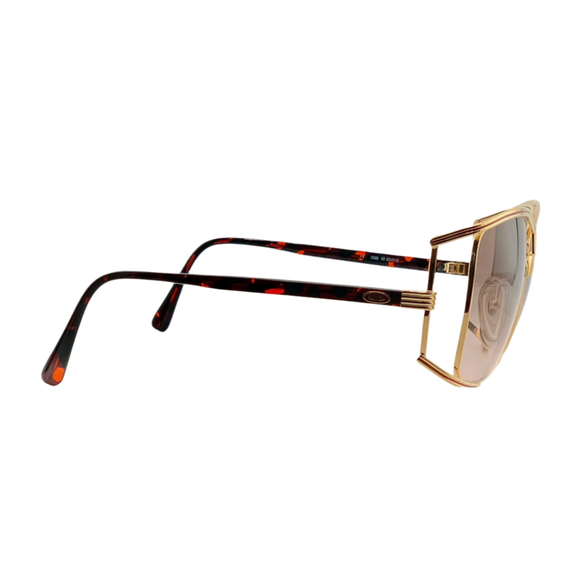 Vintage Christian Dior Square 2688 43 sunglasses in tort, gold, and red for women, with brown lenses made in Germany Never before worn or sold, in superb condition, selling an original