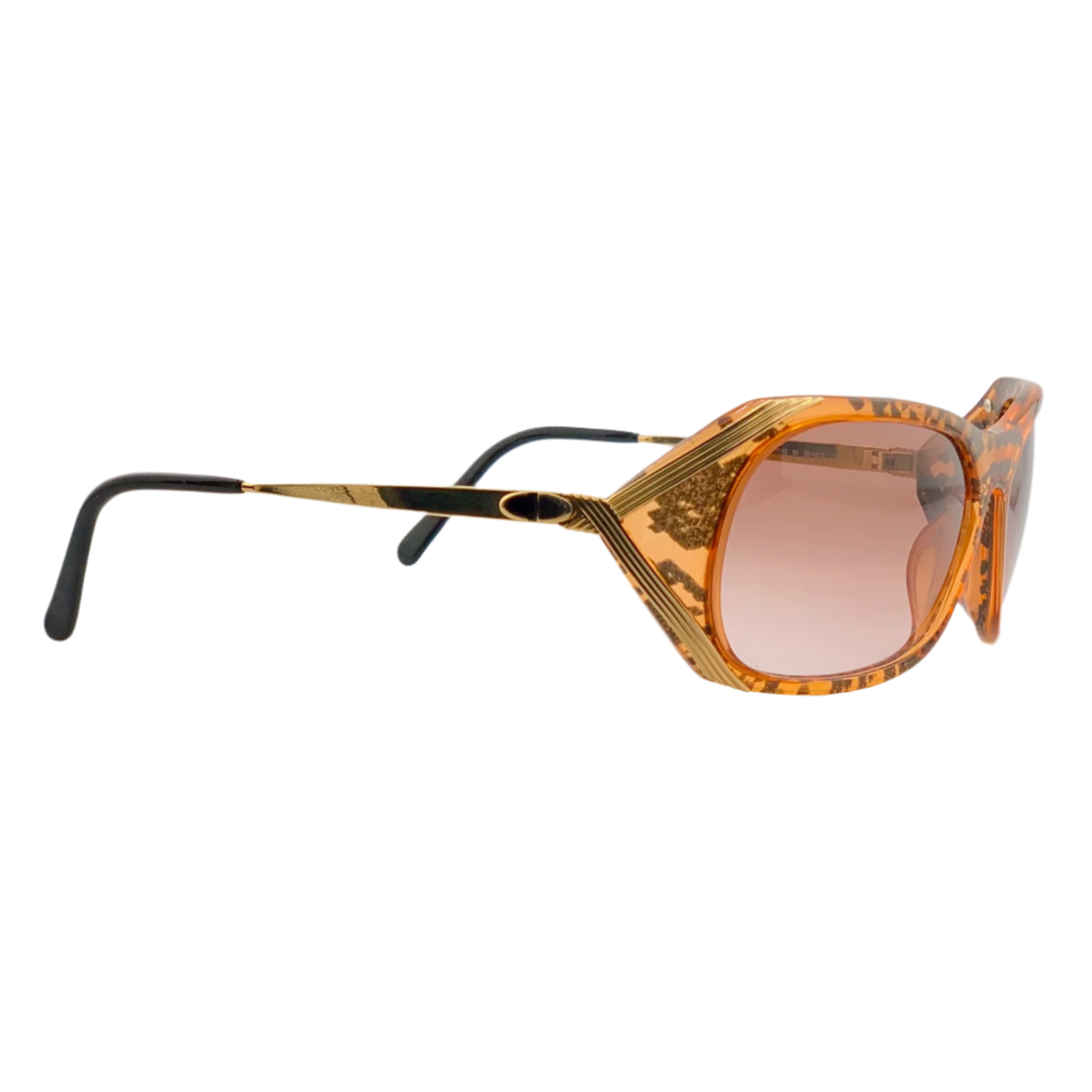 Vintage Christian Dior Square 2610 30 sunglasses for women in orange and gold frame with brown lenses