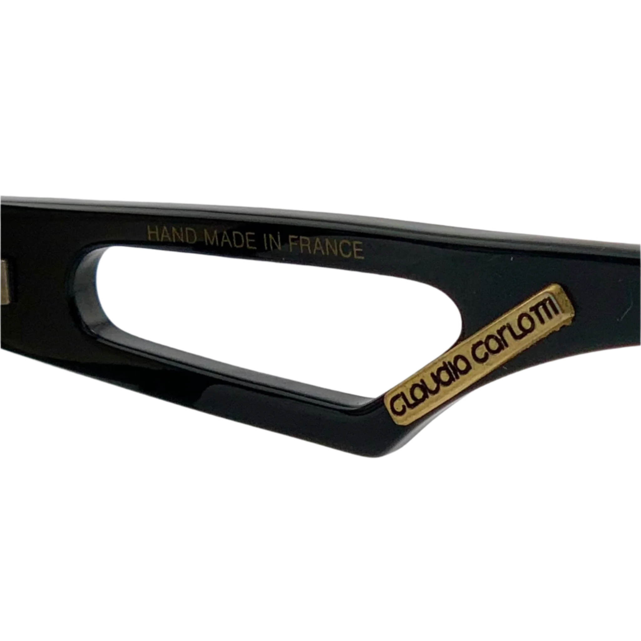 Black rectangular sunglasses with flat brow design by Claudia Carlotti