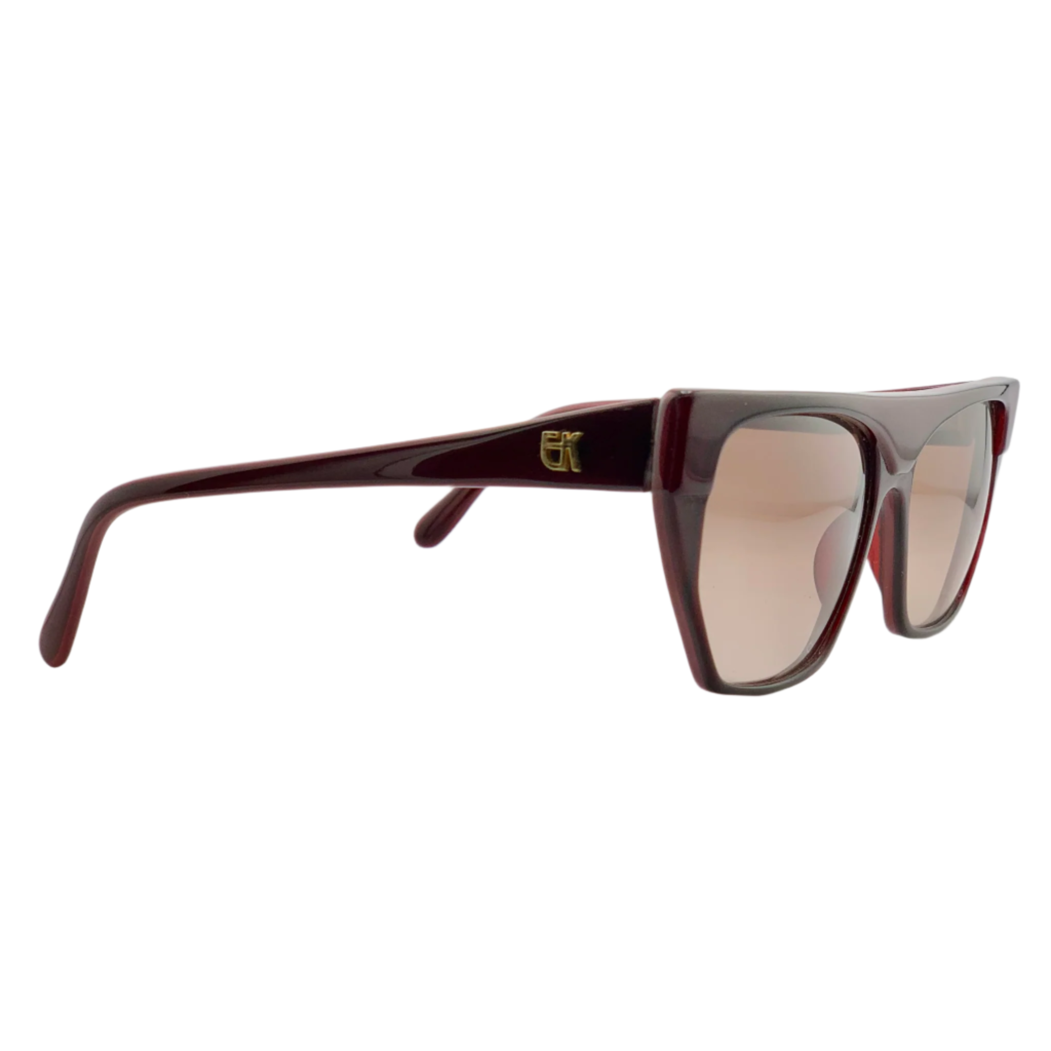 Vintage Emmanuelle Khanh Square 6060 41 sunglasses in burgundy frame and brown lenses, suitable for both men and women, made in France and in superb condition, never before worn or sold, authentic and original
