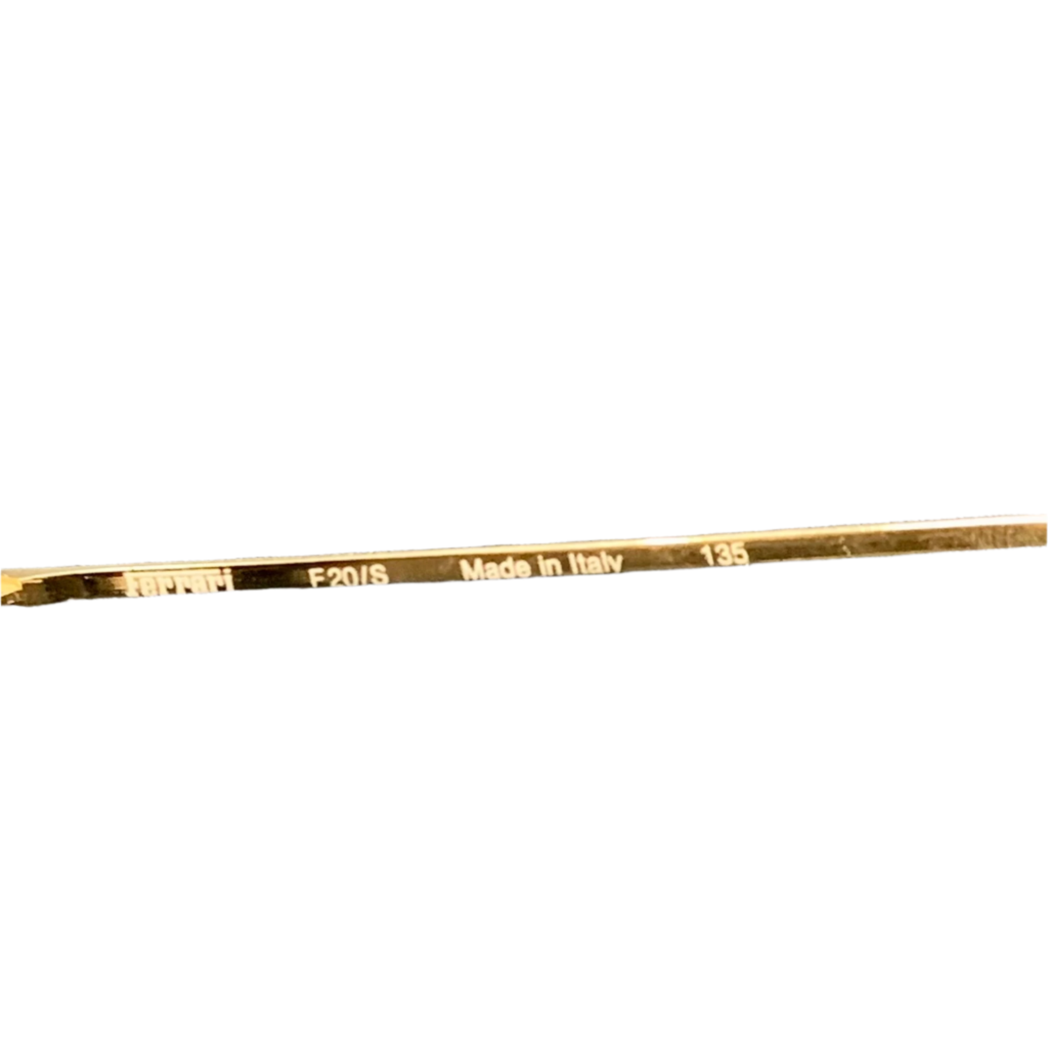 Authentic Vintage Ferrari Visor F20/S sunglasses, suitable for both men and women, featuring a gold frame, brown lenses, and made in Italy, never before worn or sold, in superb condition