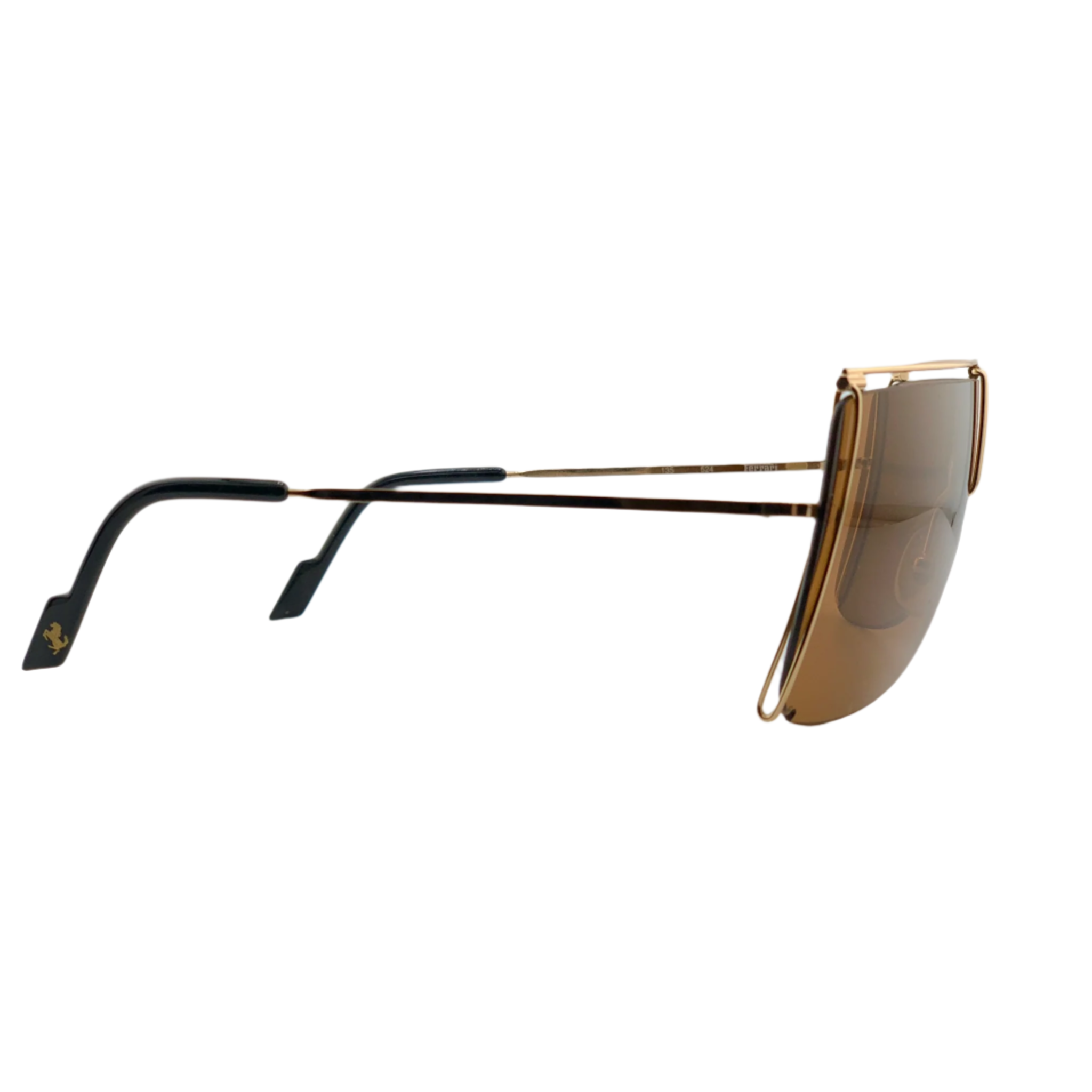 Vintage Ferrari Visor F20/S sunglasses for men and women, with gold frame and brown lenses, made in Italy and in superb condition, never before worn or sold, an original and authentic piece