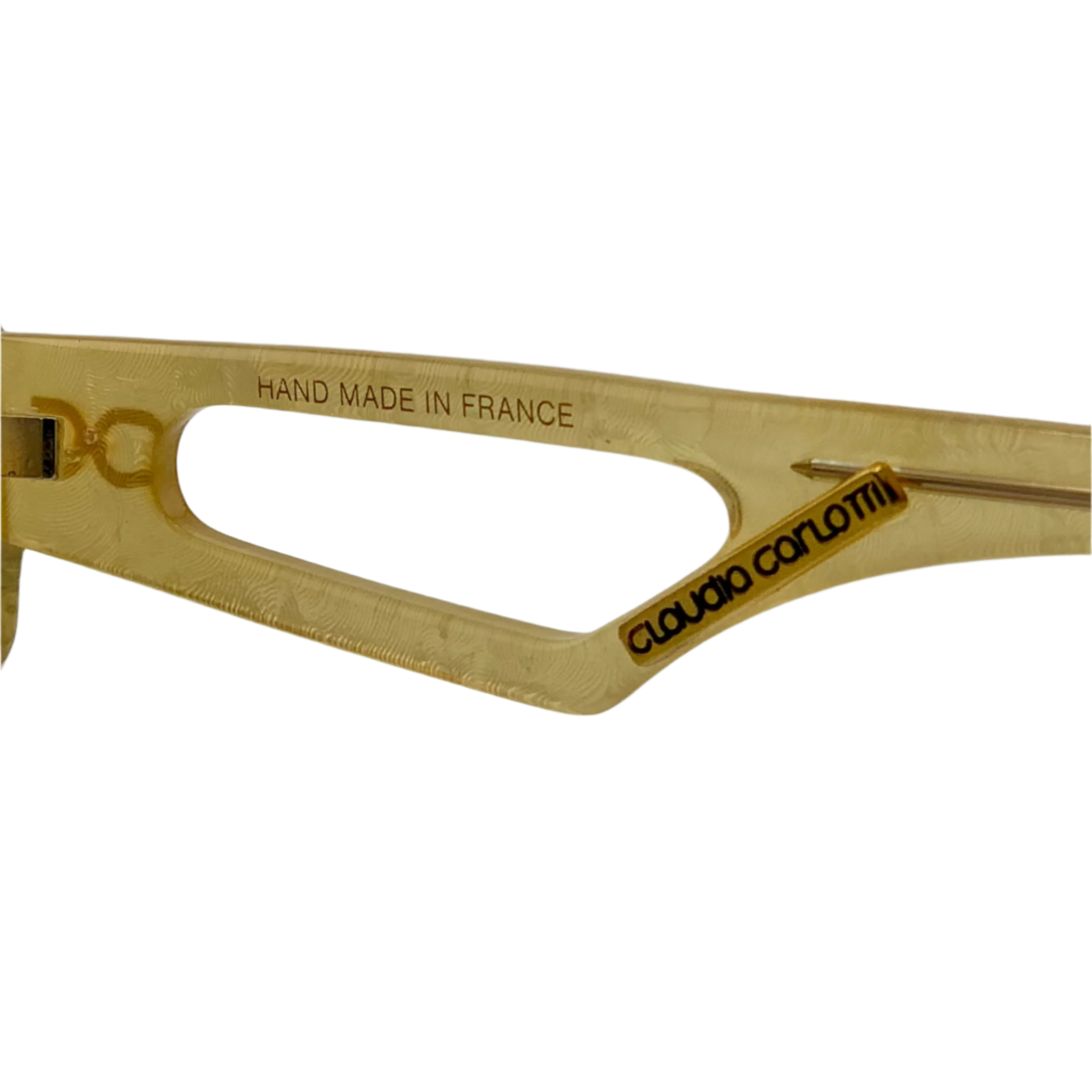 Authentic Vintage Claudia Carlotti Flat Brow Zenith CS16 Sunglasses, Black and Yellow Frame with Brown Lens, Hand Made in France and Never Worn