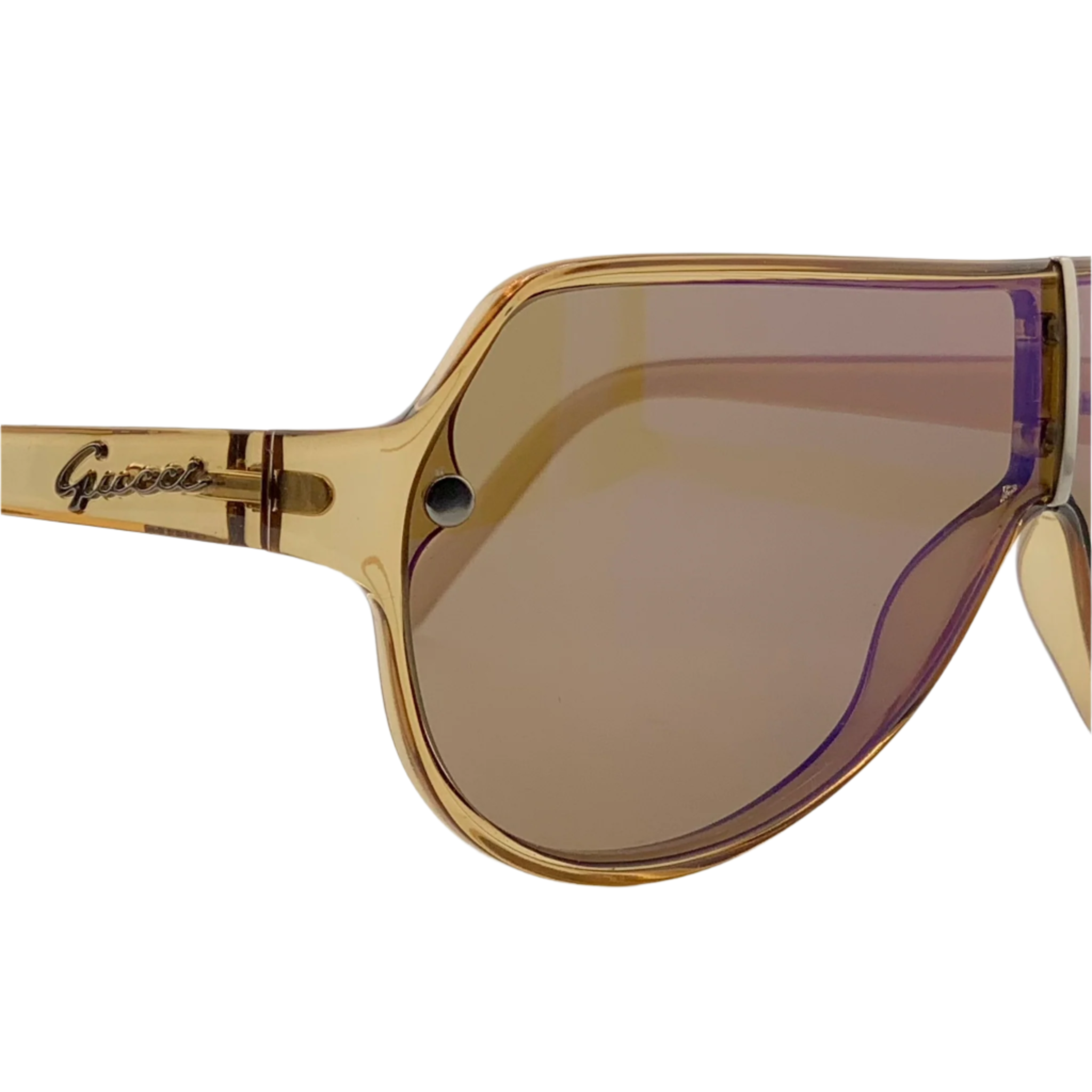 Gucci visor sunglasses for men and women in brown frame and brown lens, made in Italy and in superb condition